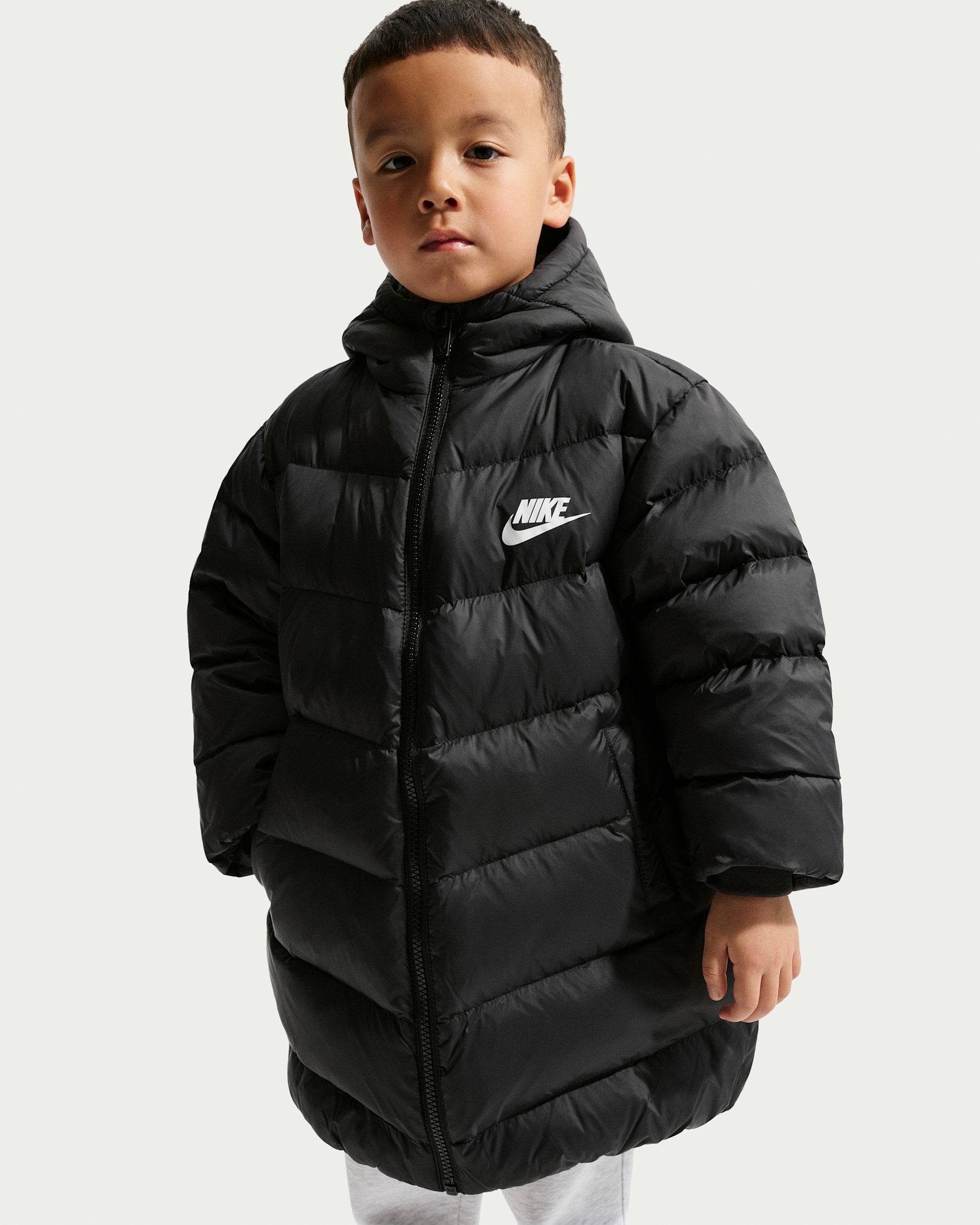 나이키 리틀키즈 롱 패딩 코트 - 블랙
