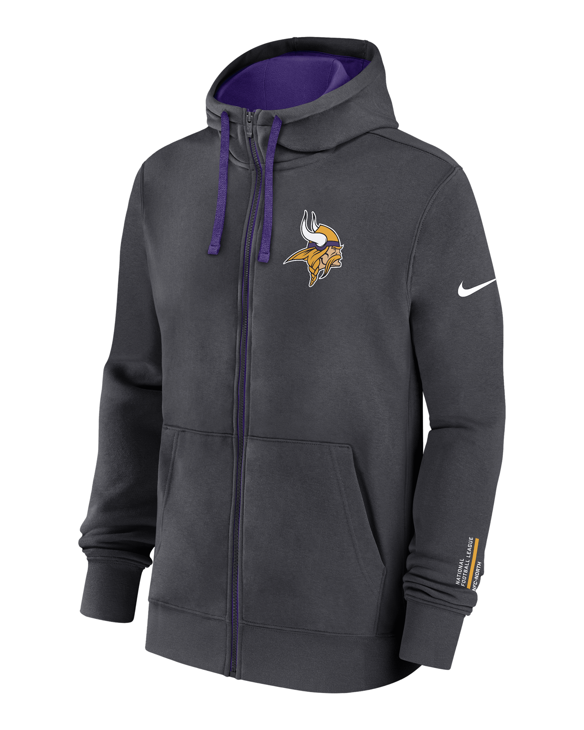 Minnesota Vikings Playbook Page Club Men's Nike NFL Full-Zip Hoodie - Anthracite