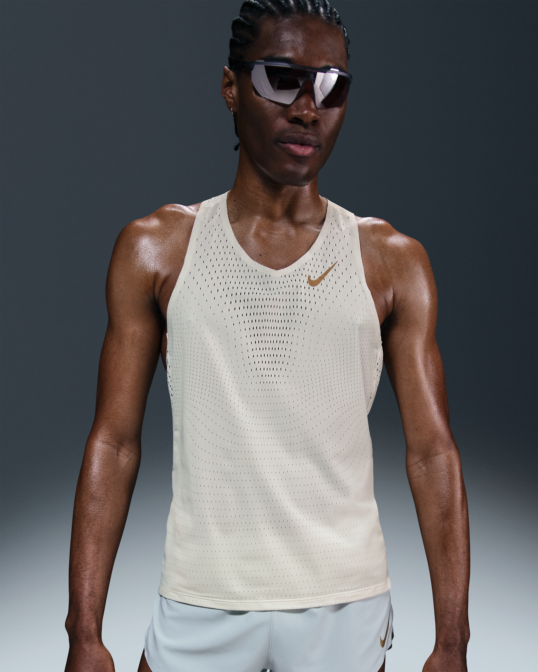 Nike AeroSwift x Jakob Men's Dri-FIT ADV Running Singlet - Sail/Metallic Gold