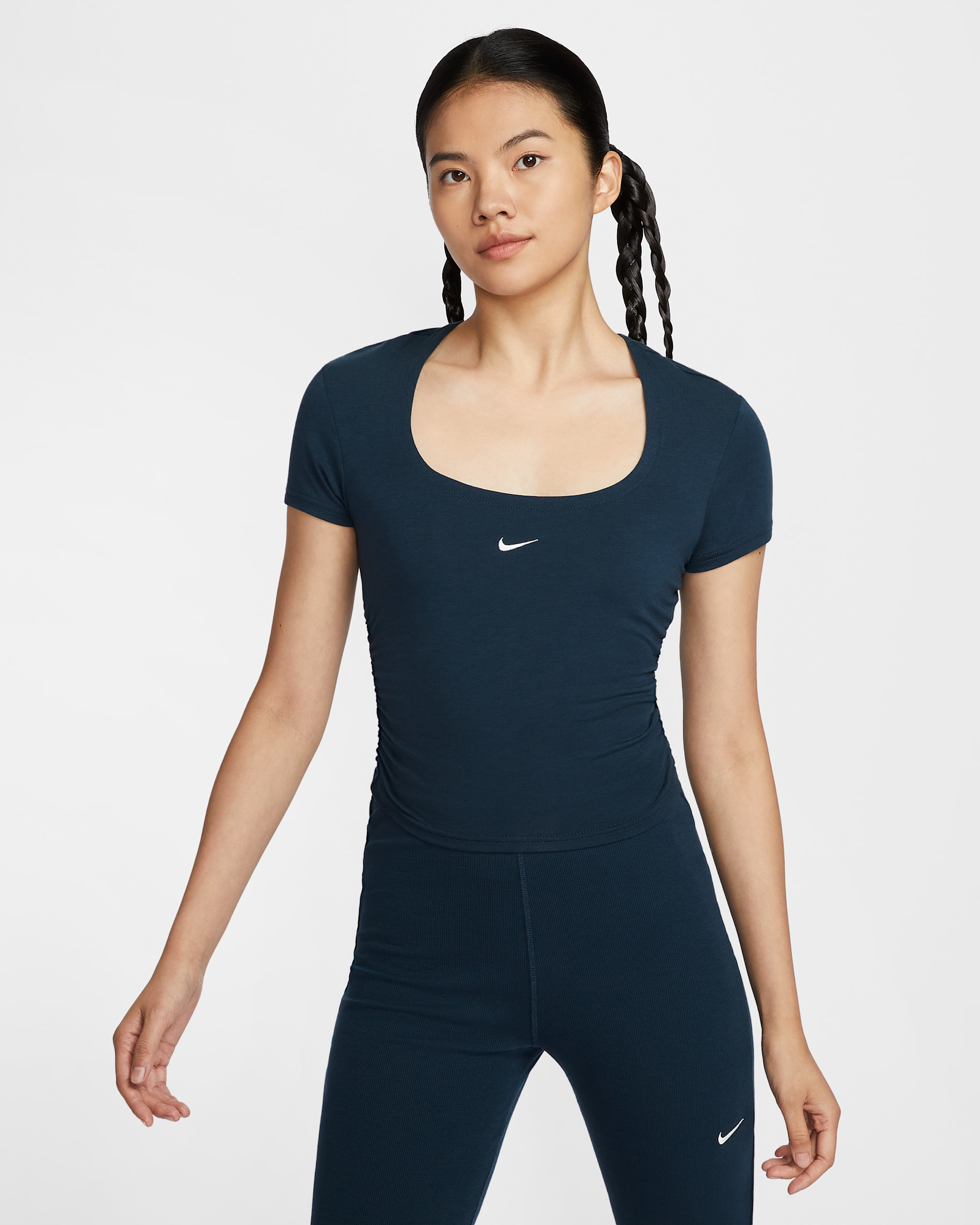 Nike Sportswear Chill Knit Women's Short-Sleeve Square-Neck Top - Armoury Navy/Sail