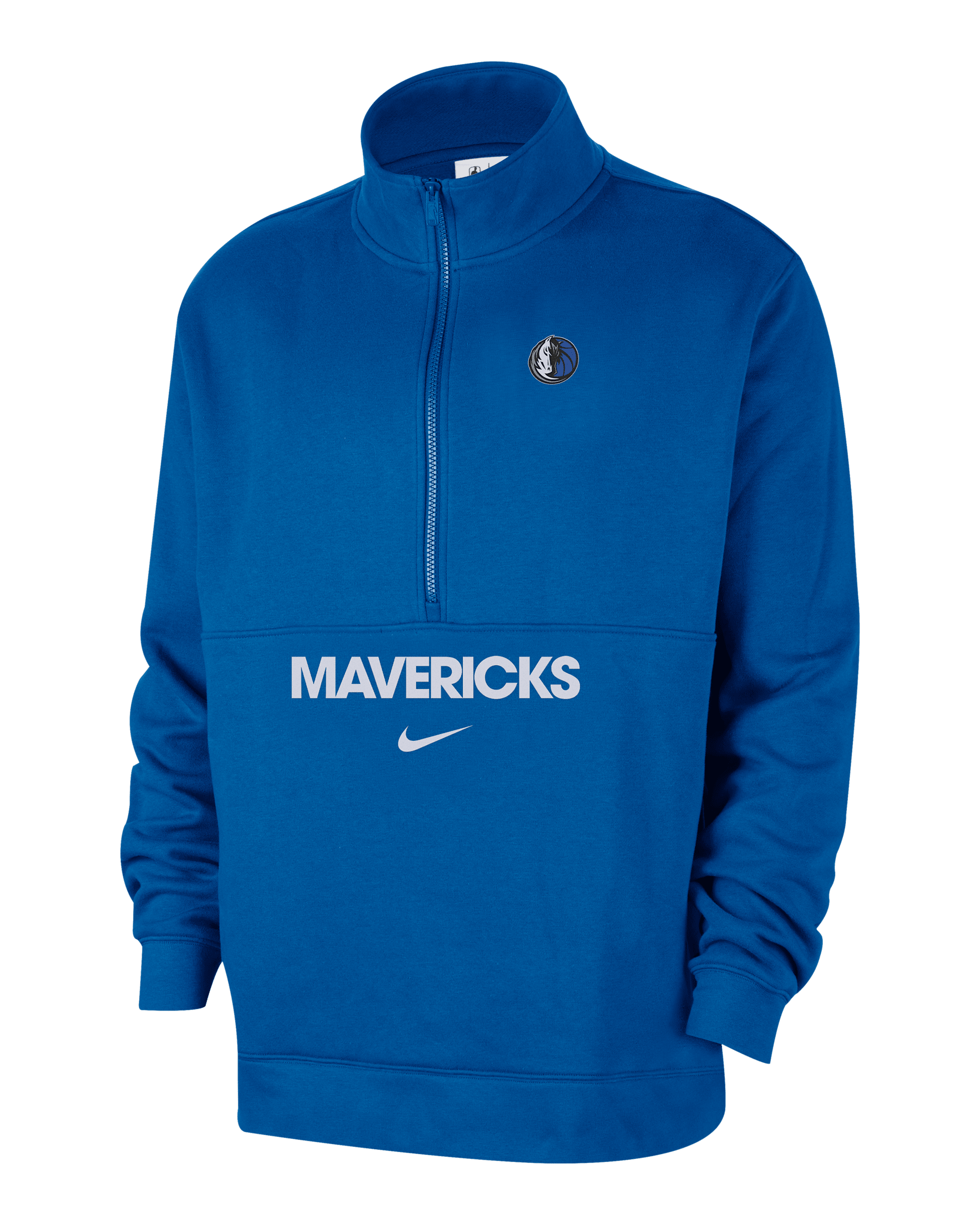 Dallas Mavericks Club Courtside Men's Nike NBA 1/2-Zip Top - Game Royal/White