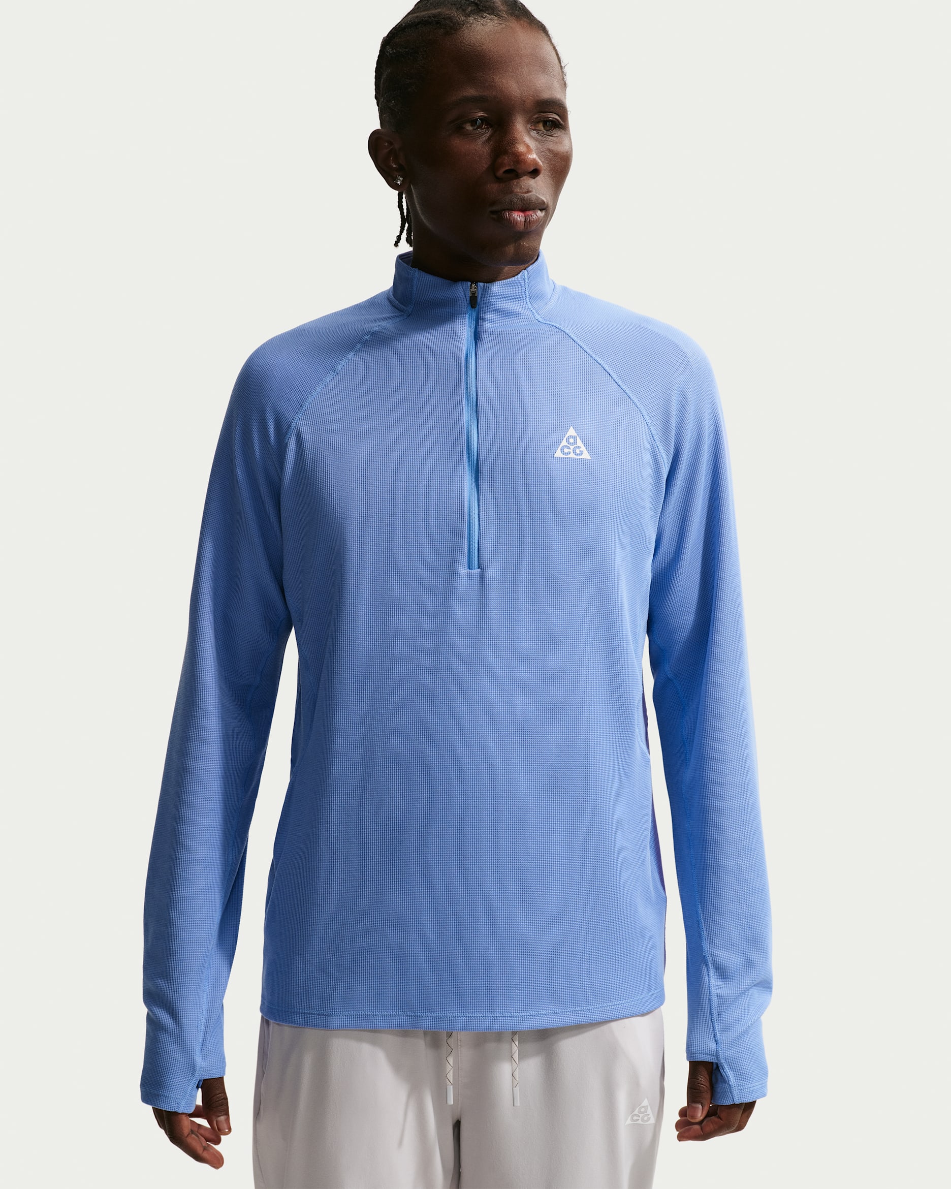 Nike ACG Dri-FIT mellanlager terränglöpningstopp med kvartslång dragkedja för män - Royal Pulse/Royal Pulse/Royal Pulse/Summit White
