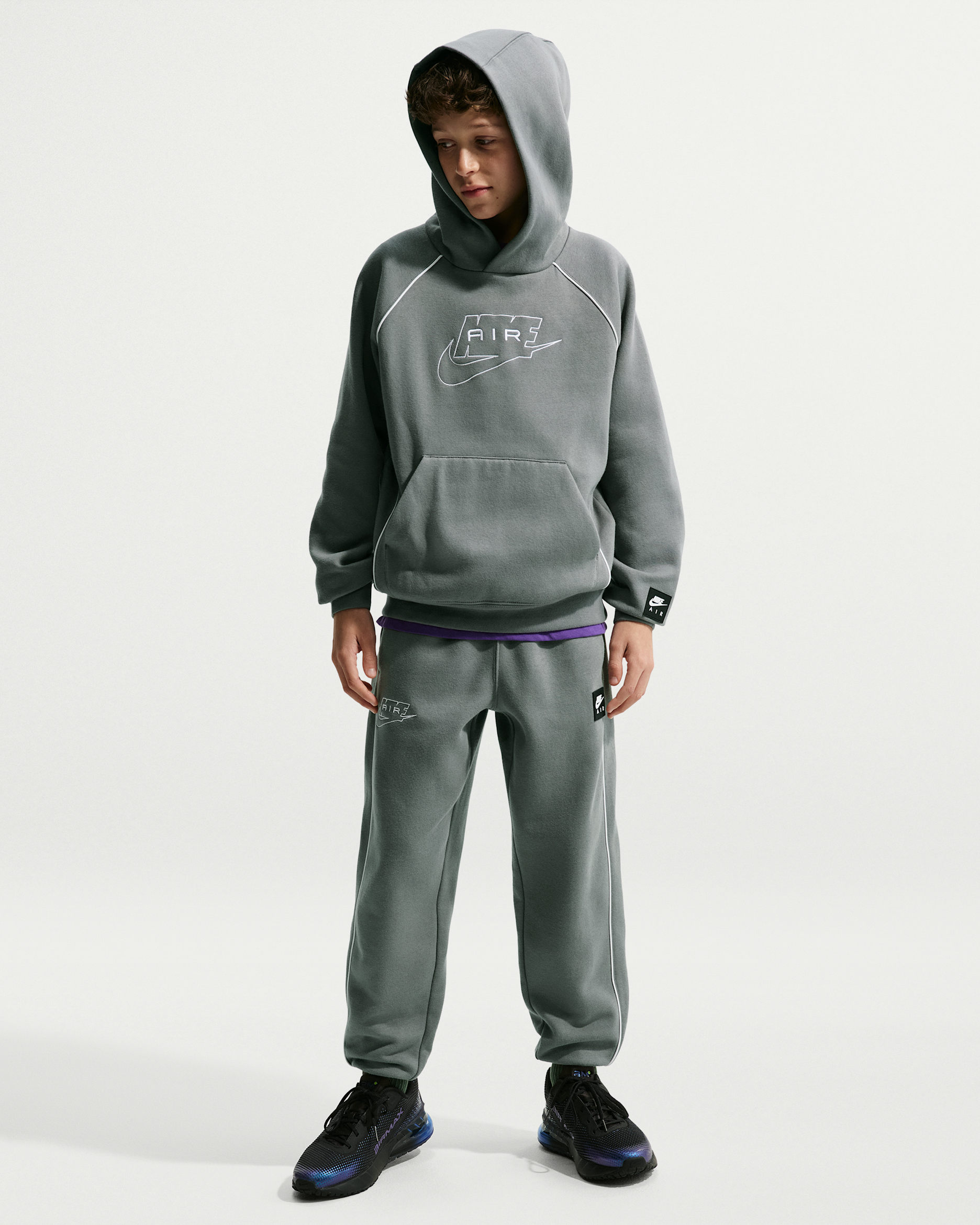 Nike Air Older Kids' Fleece Joggers - Smoke Grey/White/White