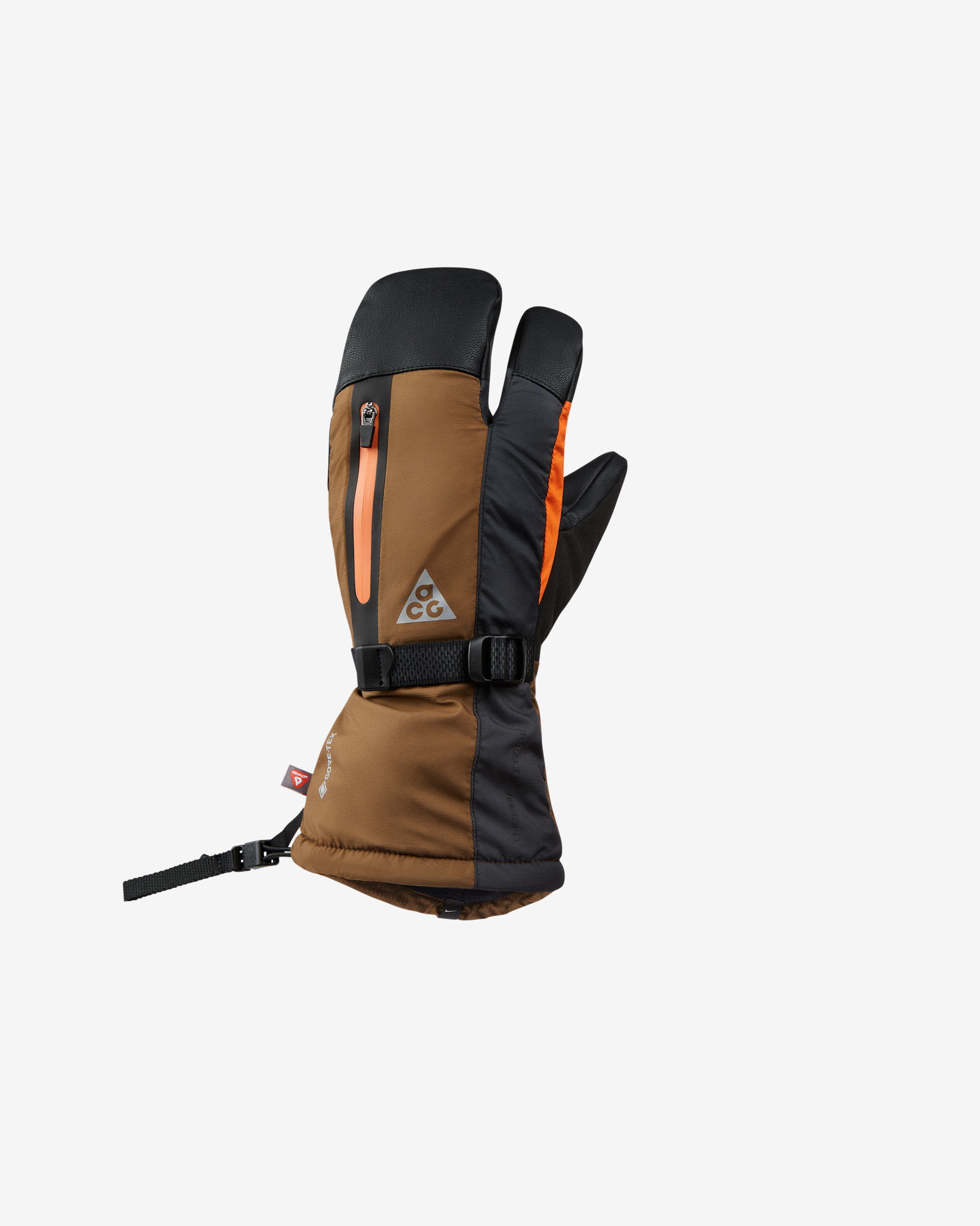 Nike ACG Therma-FIT ADV GORE-TEX Split Mittens - Mosswood Brown/Safety Orange/Silver