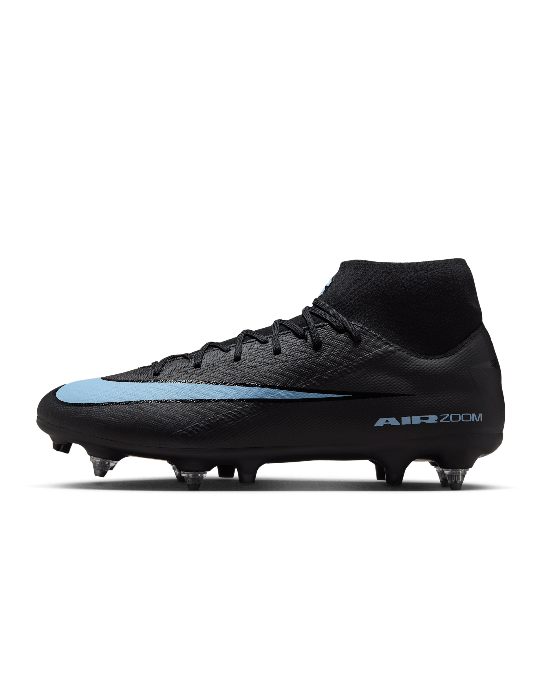 Nike Mercurial Superfly 10 Academy Soft-Ground High-Top Football Boot - Black/Ice Blue