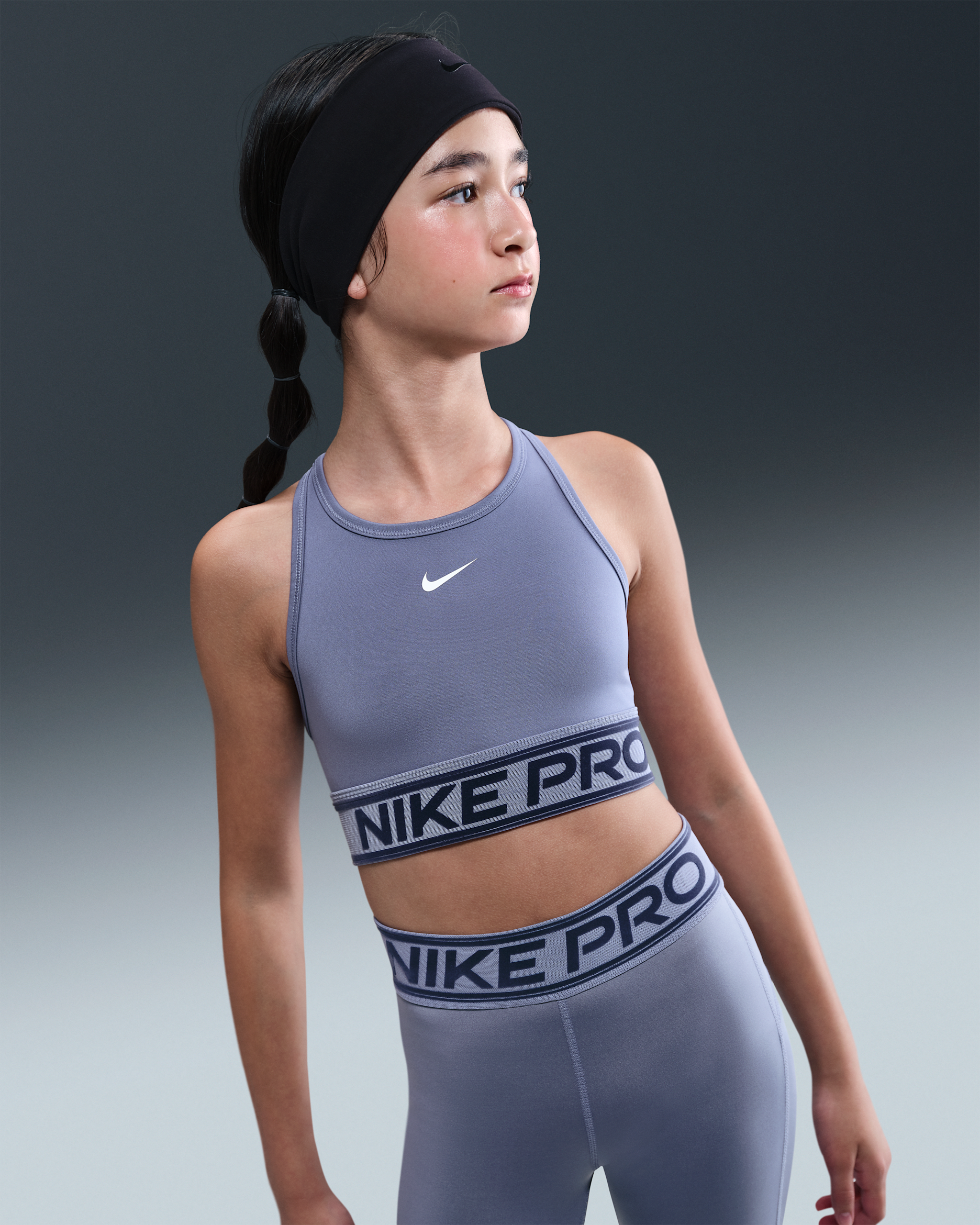 Brassière de sport Nike Pro Swoosh pour ado (fille) - World Indigo/Blanc