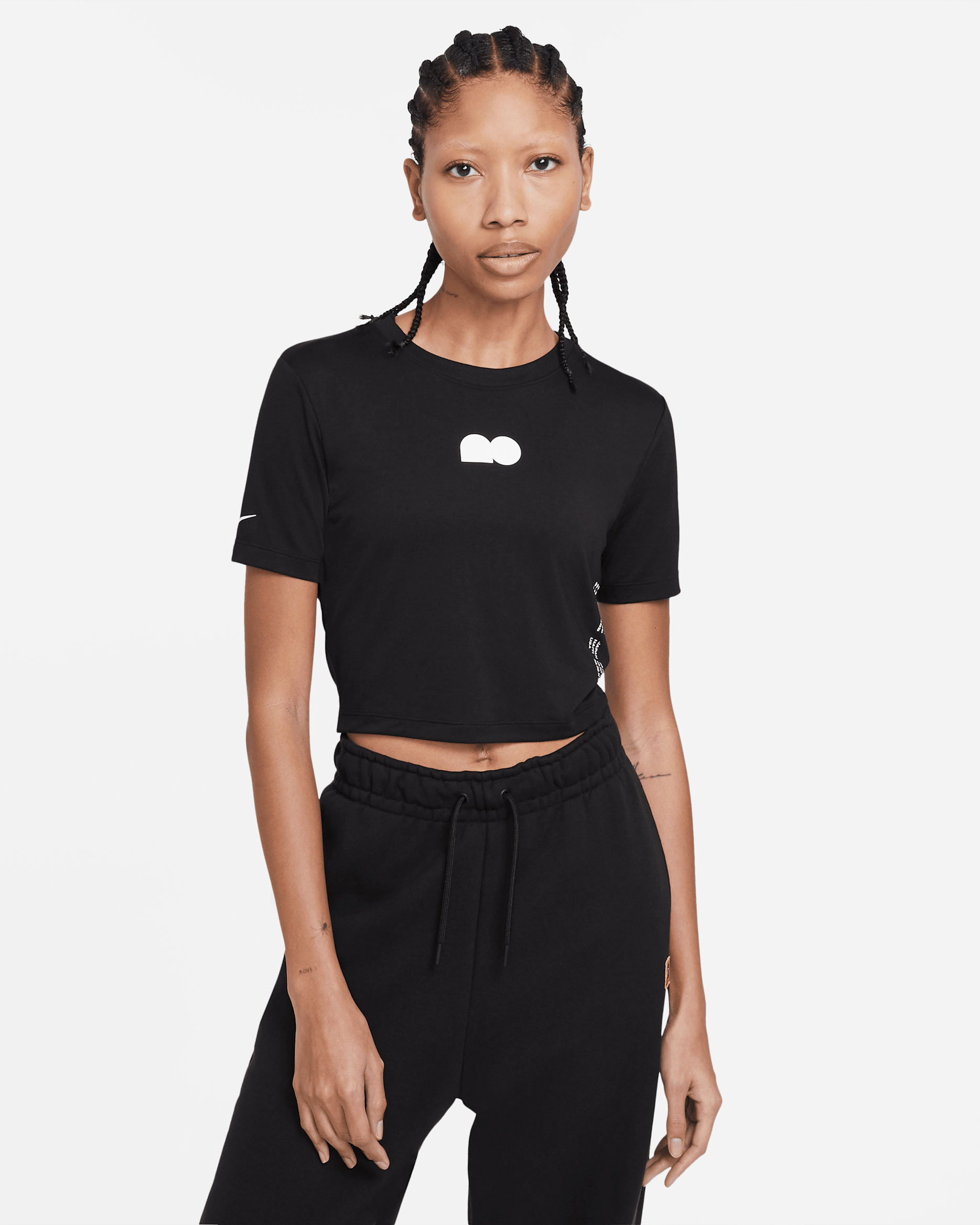 Naomi Osaka Cropped Tennis T-Shirt - Black/White