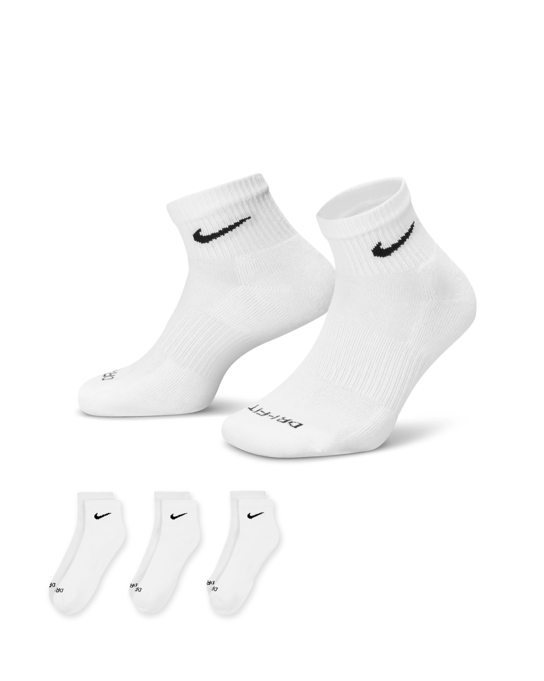 Nike Everyday Plus Cushioned Training Ankle Socks (3 Pairs) - White/Black