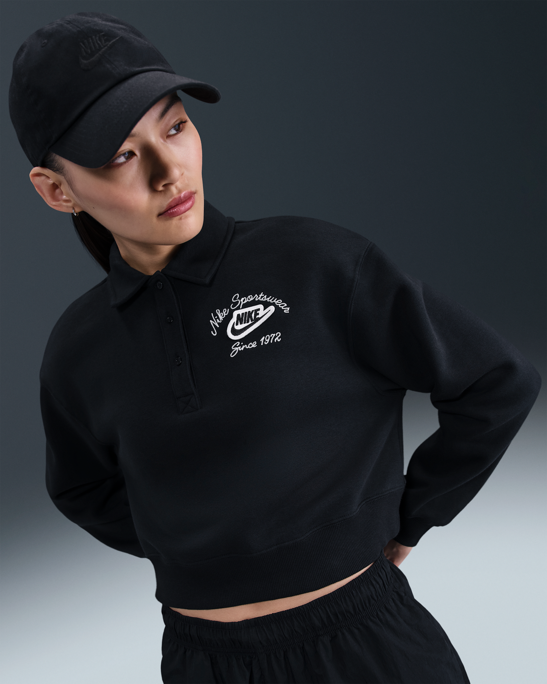 Nike Sportswear Phoenix Fleece Women's Loose Collared Pull-Over Top - Black