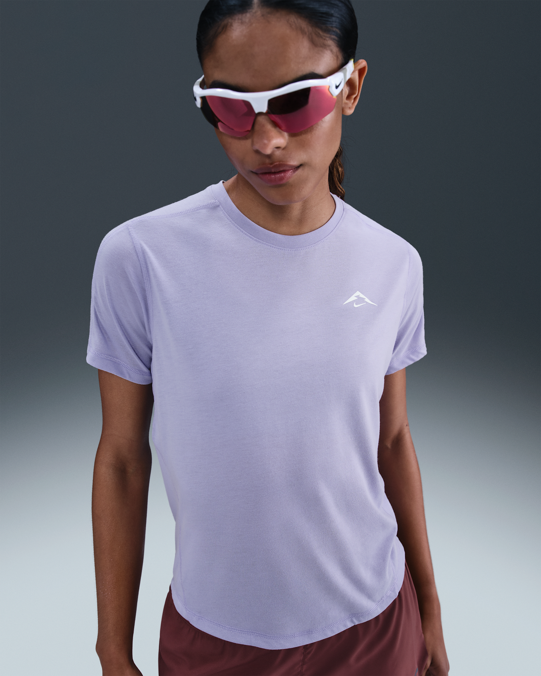 Nike Trail Women's Dri-FIT Short-Sleeve Running Top - Lilac Ice/Black/White/Summit White