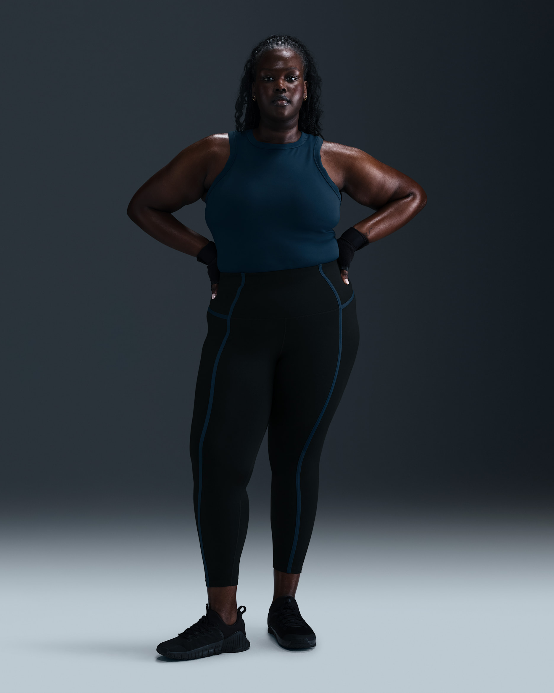 Nike One Women's High-Waisted 7/8 Leggings (Plus Size) - Black/Armory Navy/Black