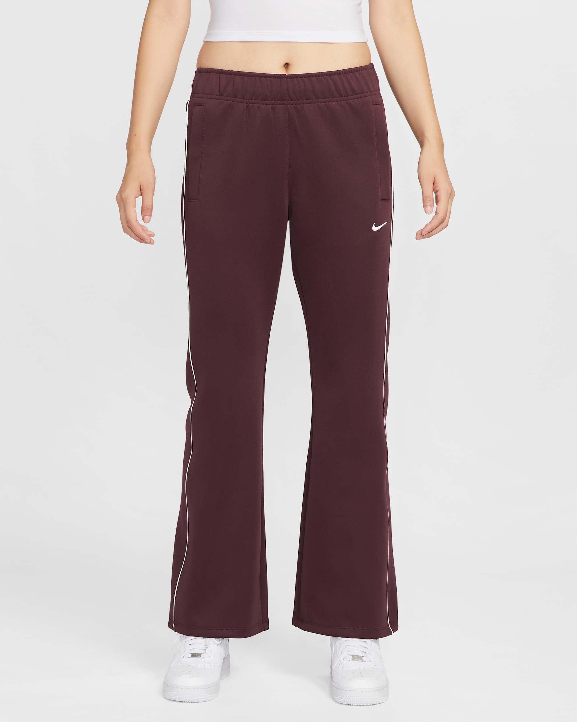 나이키 스포츠웨어 윈드러너 여성 슬림 미드라이즈 니트 팬츠 - 버건디 크러시/세일/세일