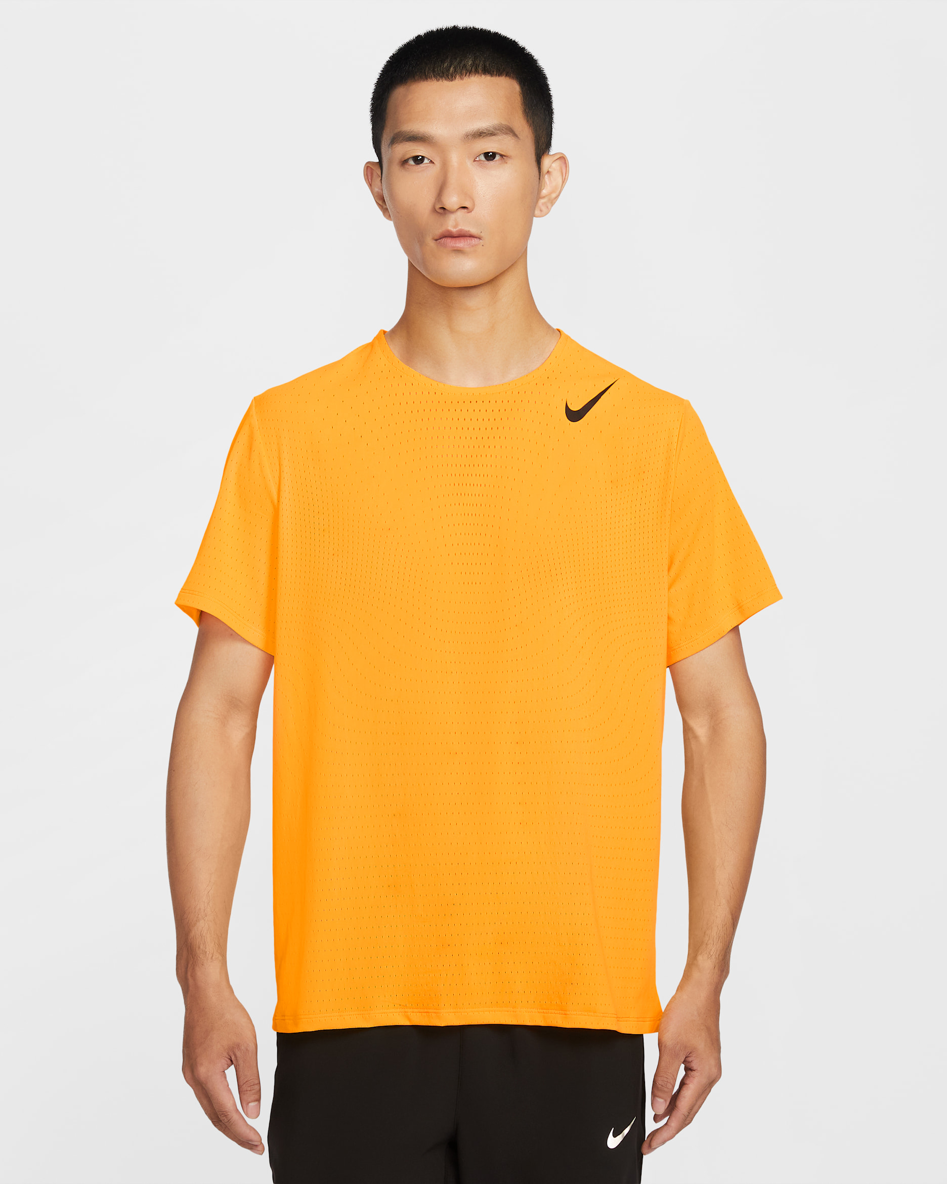 나이키 에어로스위프트 남성 드라이 핏 ADV 반팔 러닝 탑 - 레이저 오렌지/블랙