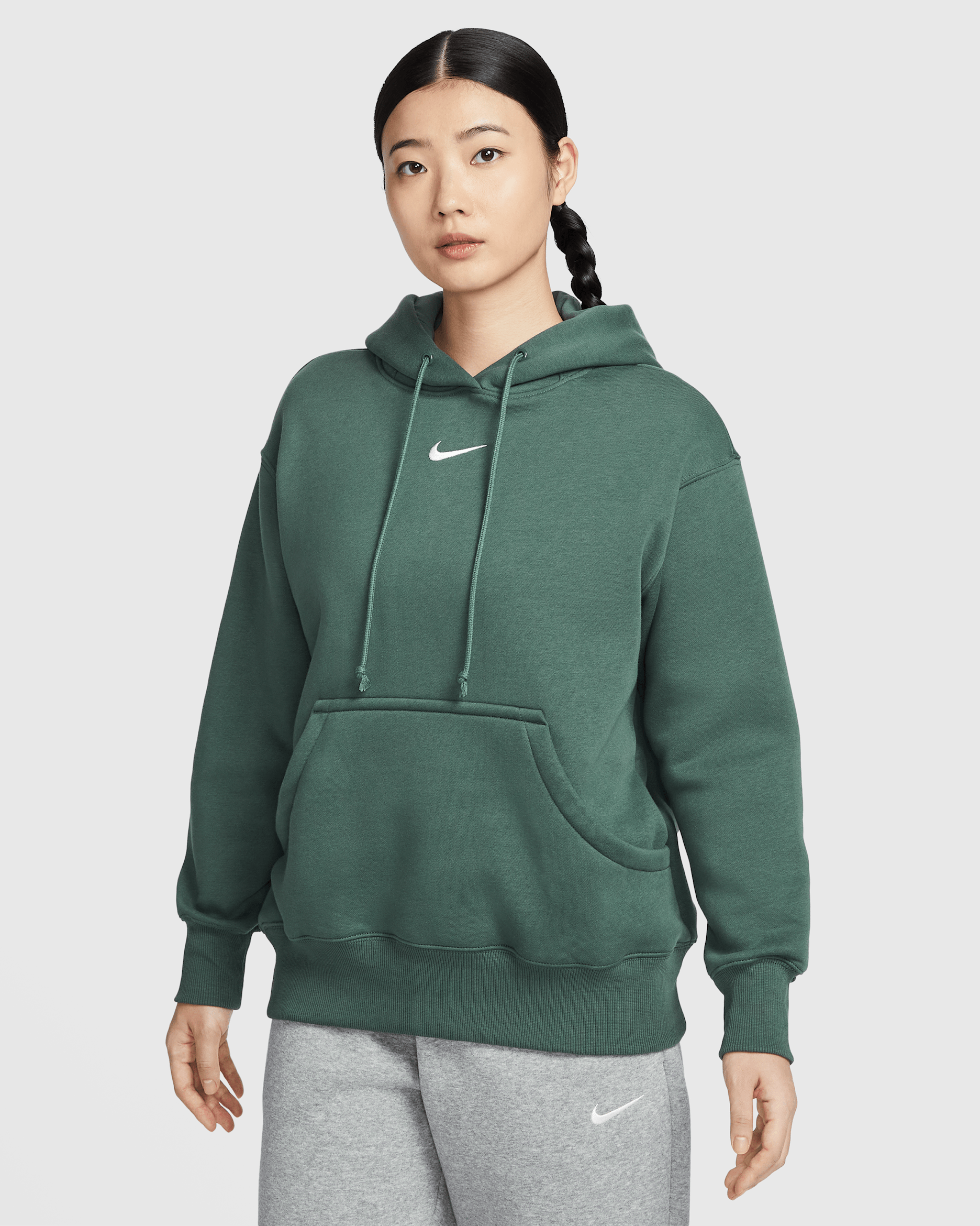 เสื้อมีฮู้ดแบบสวมขนาดโอเวอร์ไซส์ผู้หญิง Nike Sportswear Phoenix Fleece - Vintage Green/Sail