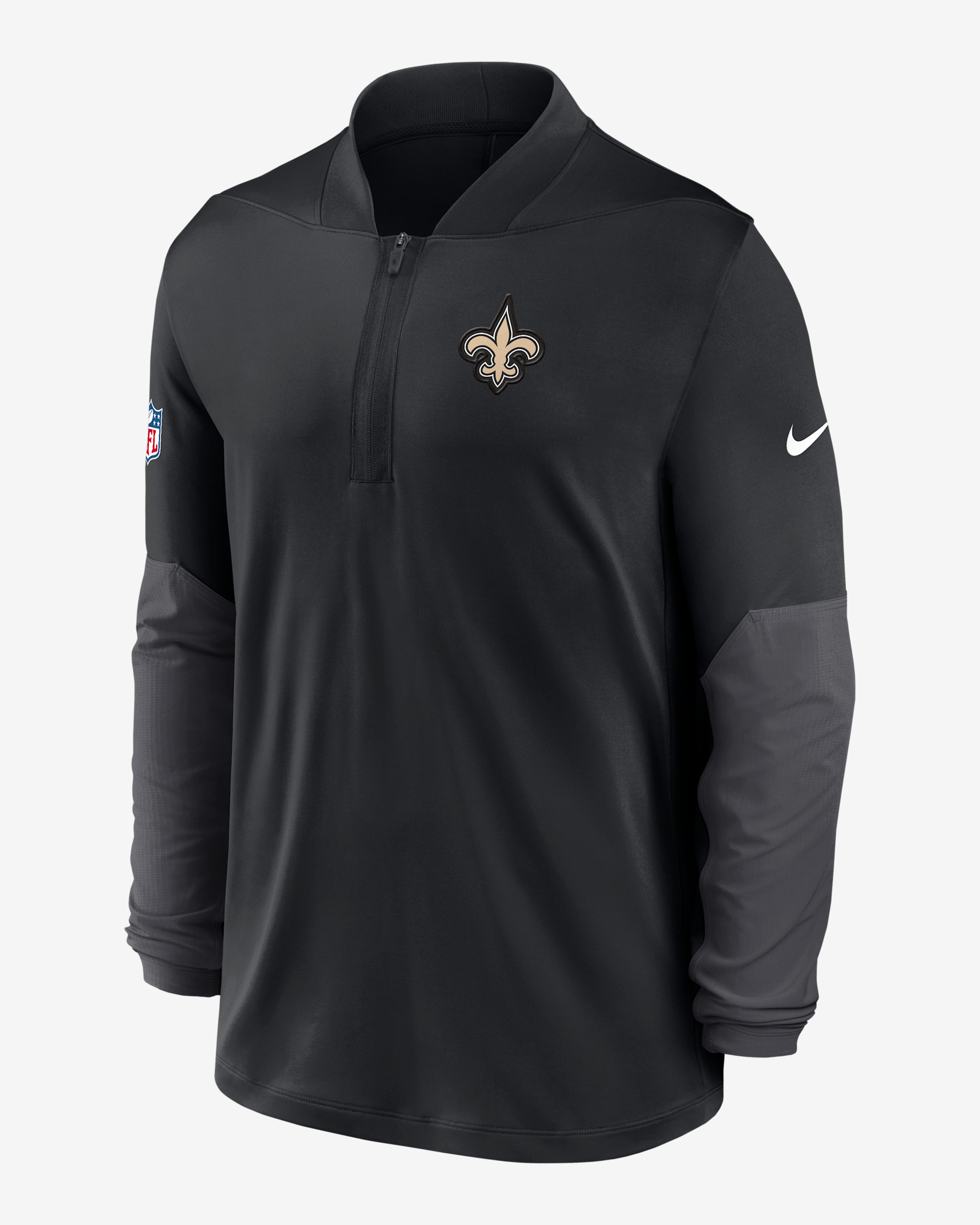 New Orleans Saints Feel The Pressure Men's Nike Dri-FIT NFL 1/2-Zip Top - Black