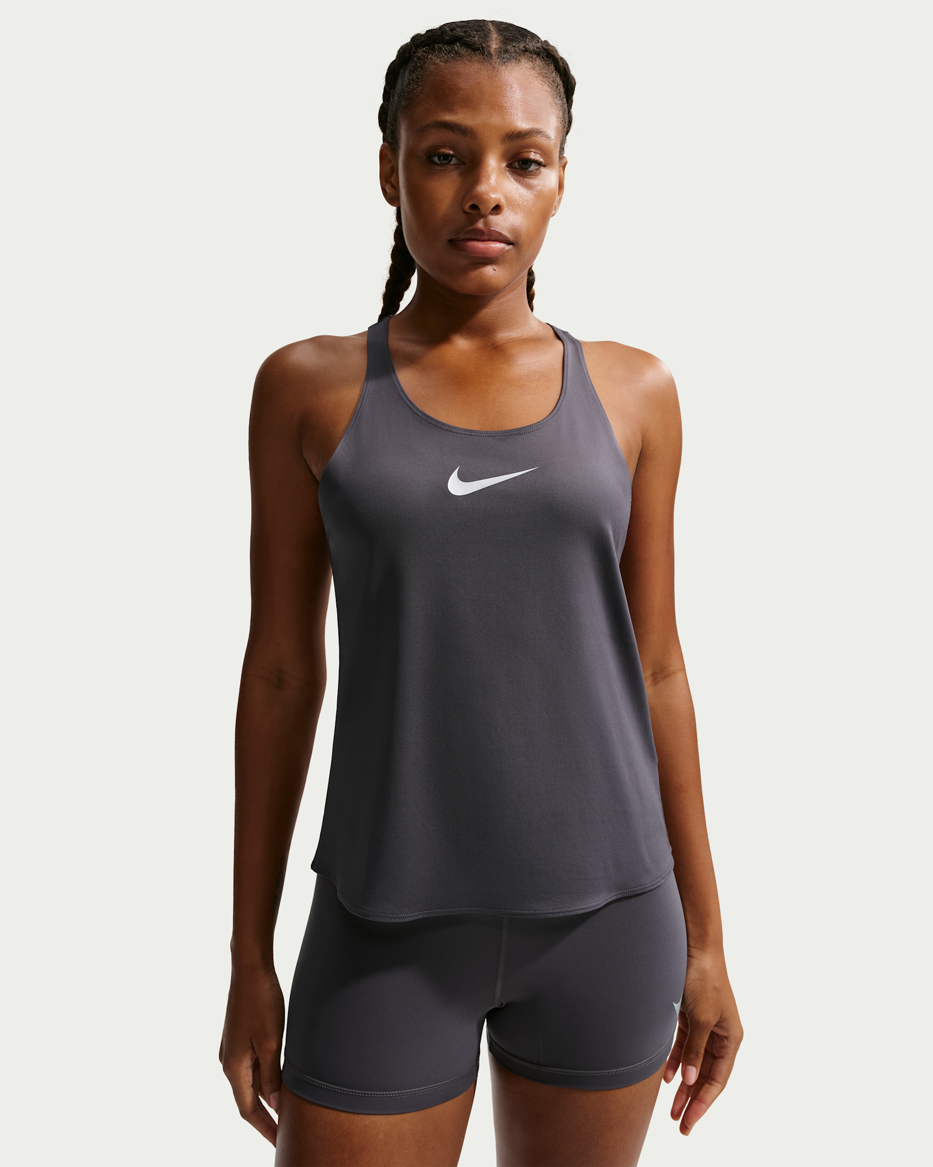 Camiseta de tirantes Dri-FIT para mujer Nike Pro - Gris trueno/Espuma rosa/Plata metalizado