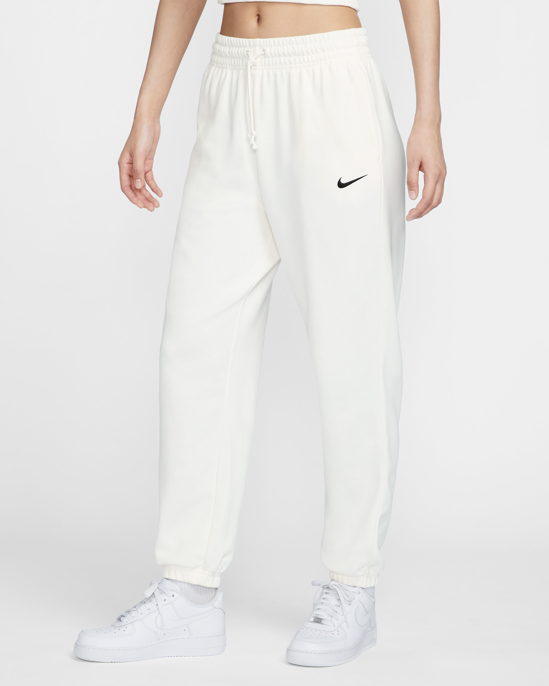 Nike Sportswear Phoenix Fleece Women's High-Waisted Oversized French Terry Tracksuit Bottoms - Sail/Black