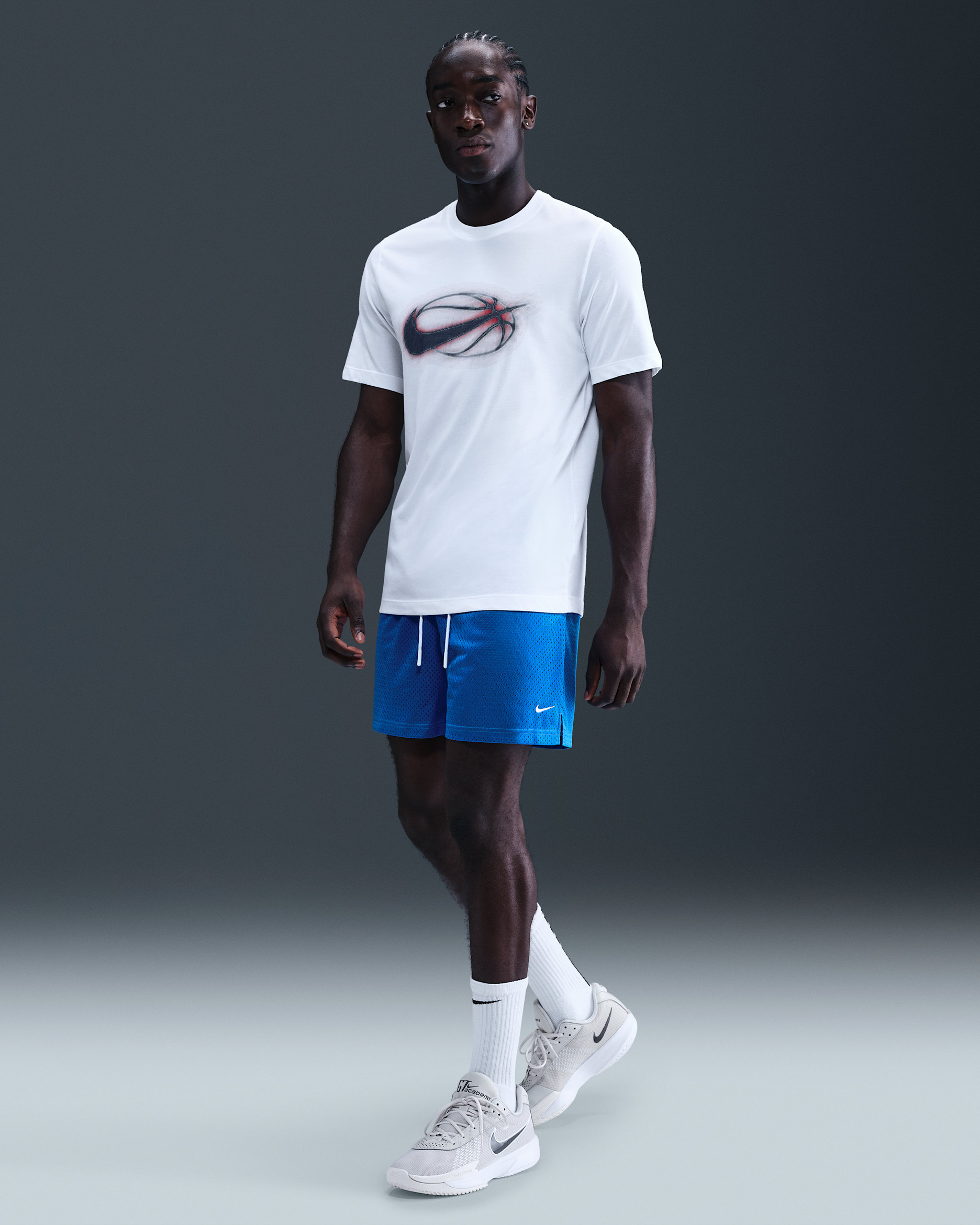 Nike Men's Dri-FIT 5" Mesh Basketball Shorts - Light Photo Blue/White