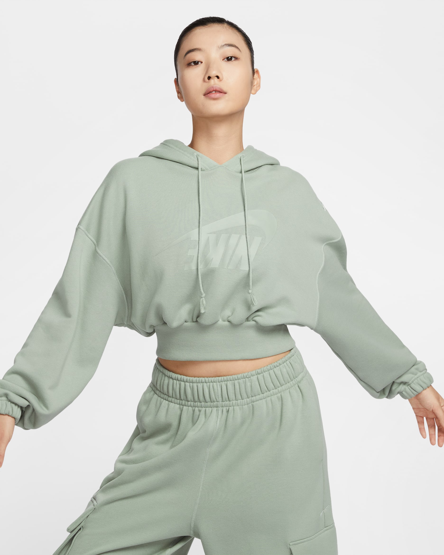 Nike Sportswear Women's Oversized Cropped French Terry Pullover Hoodie - Jade Horizon/Jade Horizon