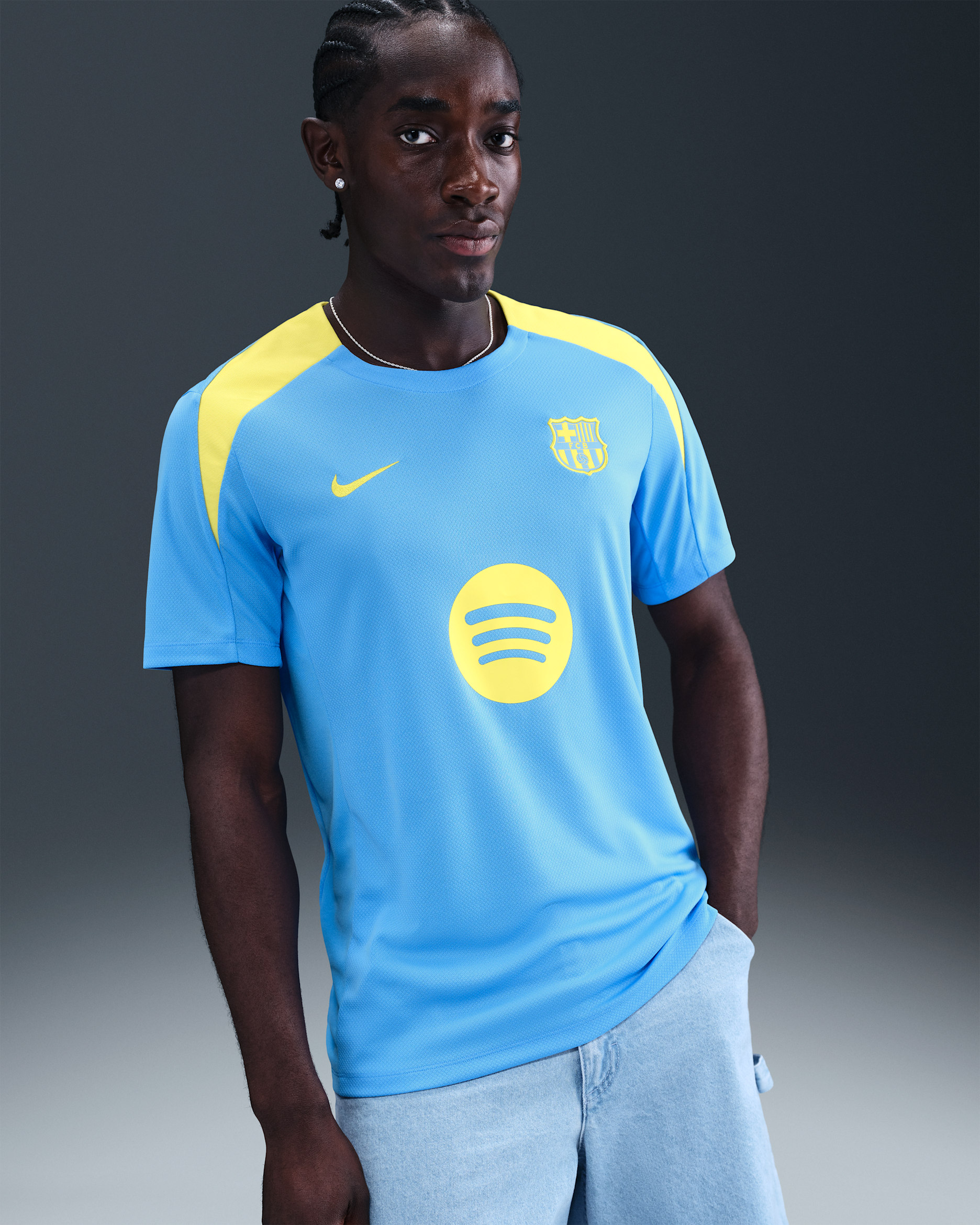 Maglia da calcio a manica corta Nike Dri-FIT FC Barcelona Strike Fourth – Uomo - University Blue/University Blue/Opti Yellow/Opti Yellow