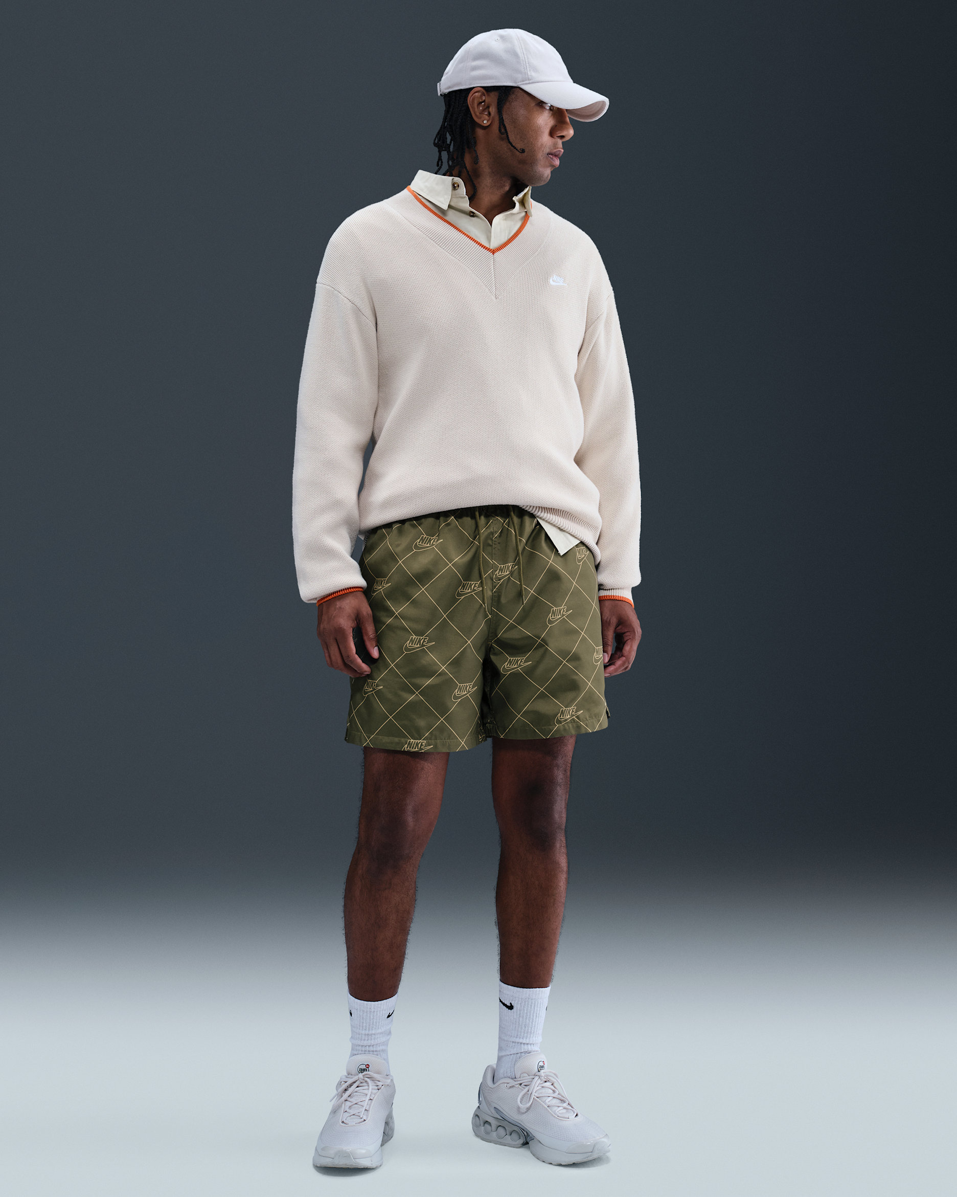 Nike Sportswear Club Men's Woven Flow Shorts - Medium Olive/Medium Olive/White