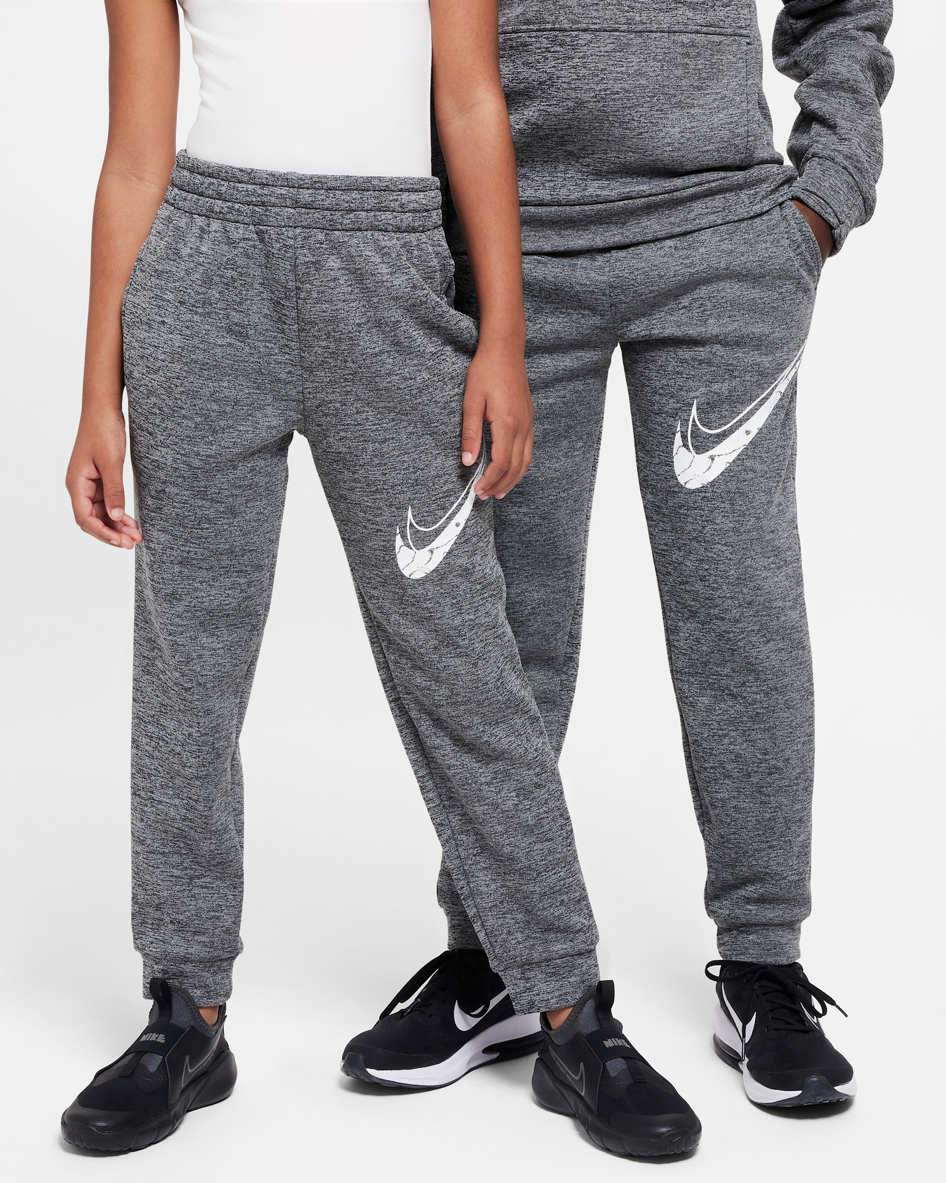 Nike Multi Stain Repel Big Kids' Therma-FIT Joggers - Black/Light Smoke Grey/Heather/White