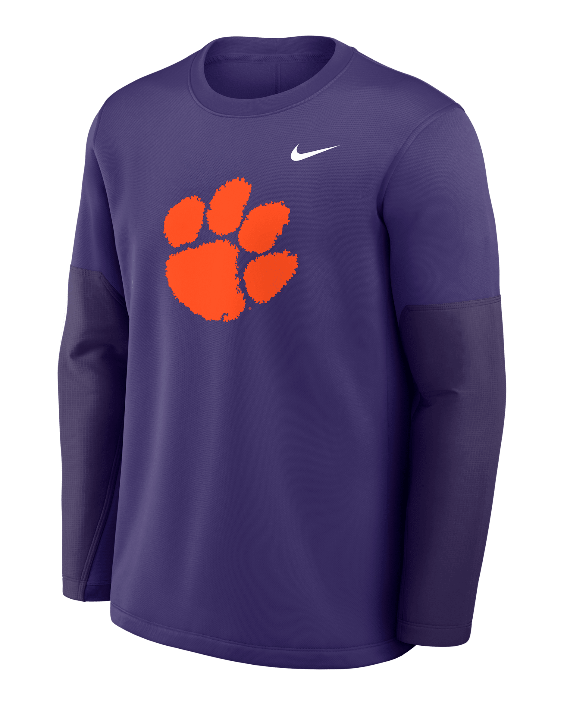 Playera de manga larga universitaria Nike Therma-FIT para hombre Clemson Sideline Coach - Morado