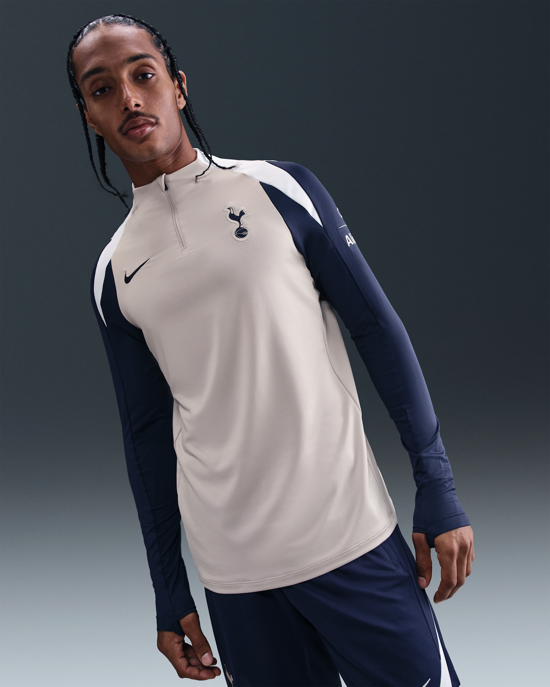Maglia da calcio per allenamento Nike Dri-FIT Tottenham Hotspur Strike – Uomo - Light Iron Ore/Binary Blue/Bianco/Binary Blue