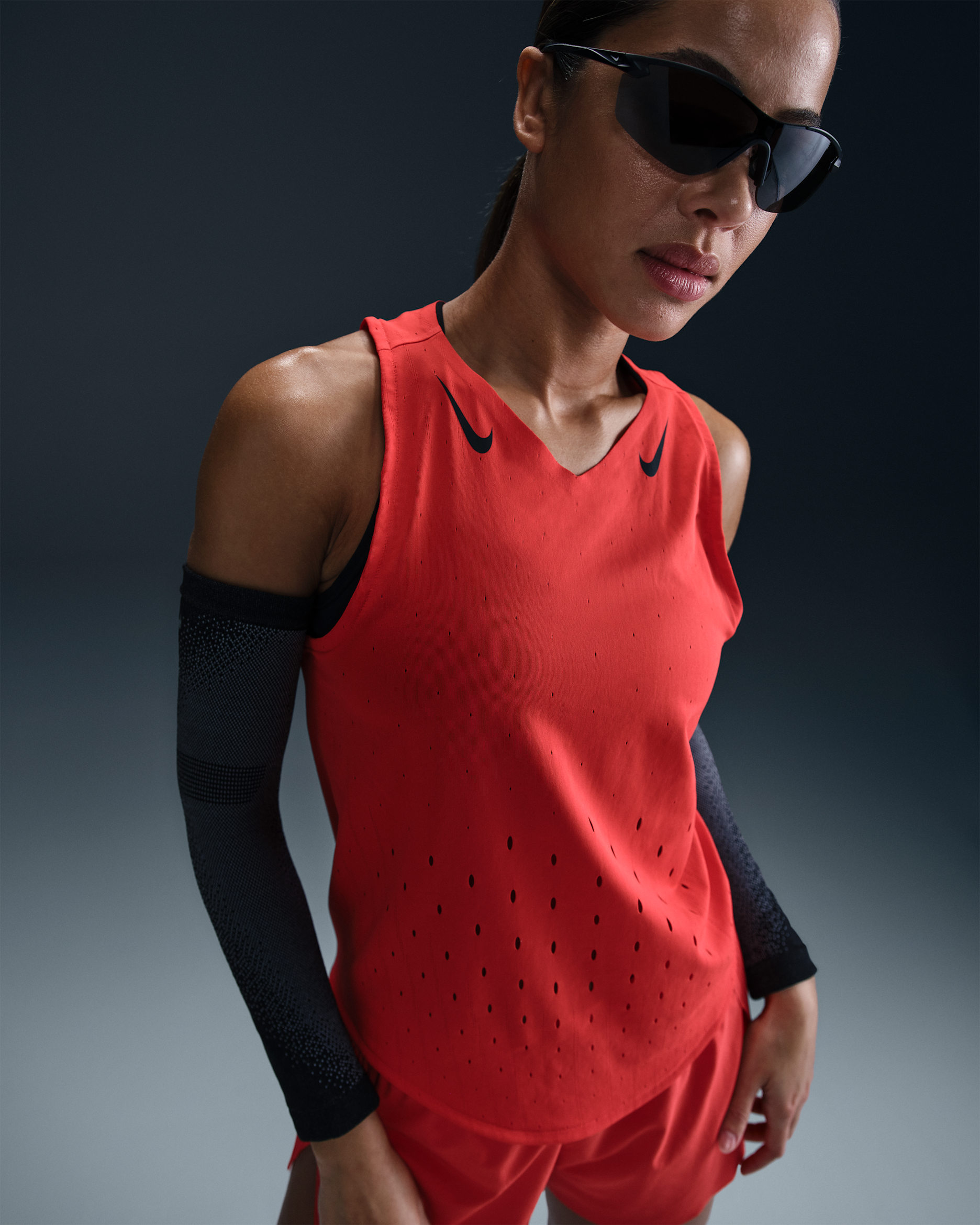 Maillot de running Dri-FIT ADV Nike AeroSwift pour femme - Light Crimson/Noir/Noir