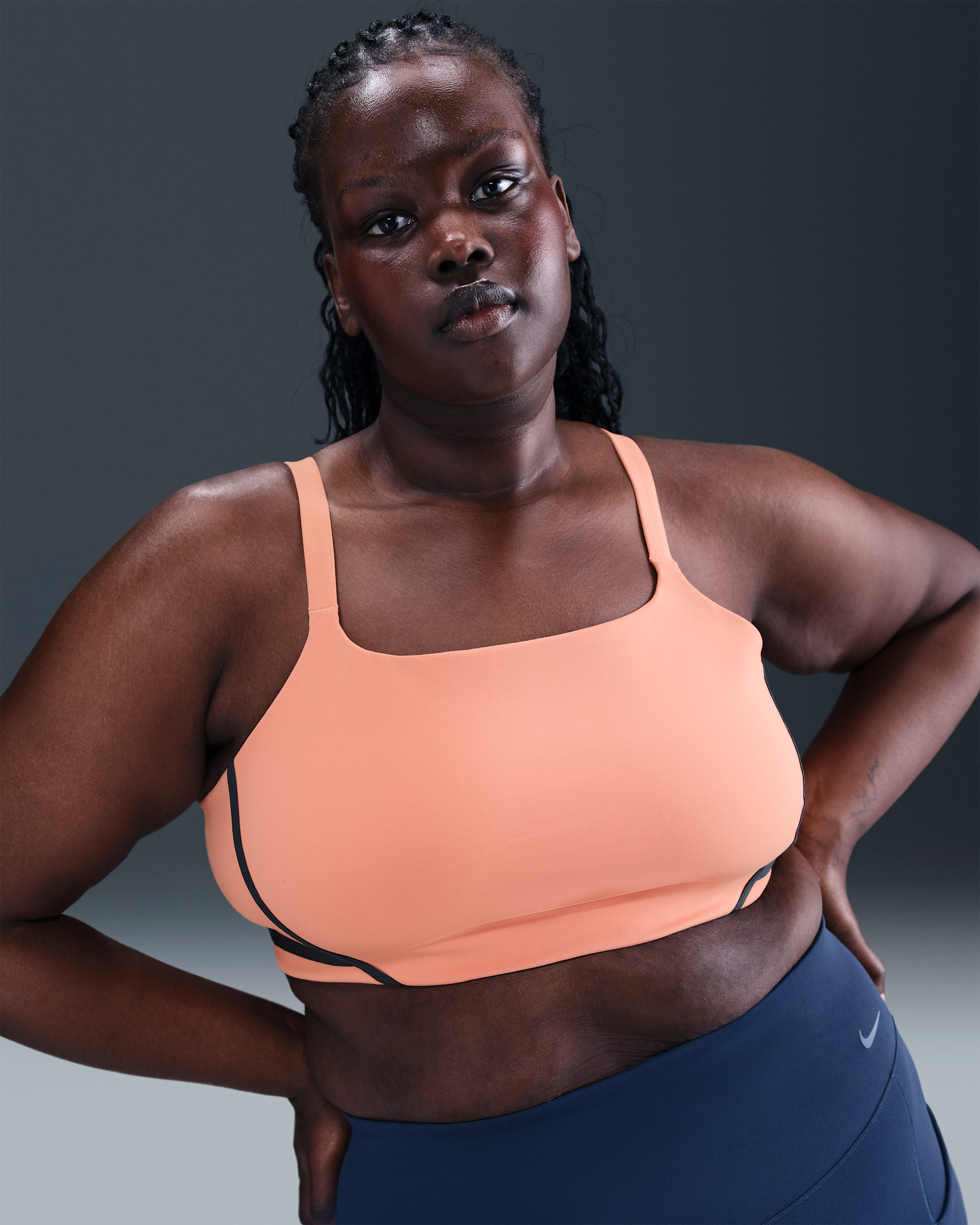 Nike One Convertible Women's Light-Support Lightly Lined Sports Bra (Plus Size) - Apricot Agate/Apricot Agate/Armory Navy/Black