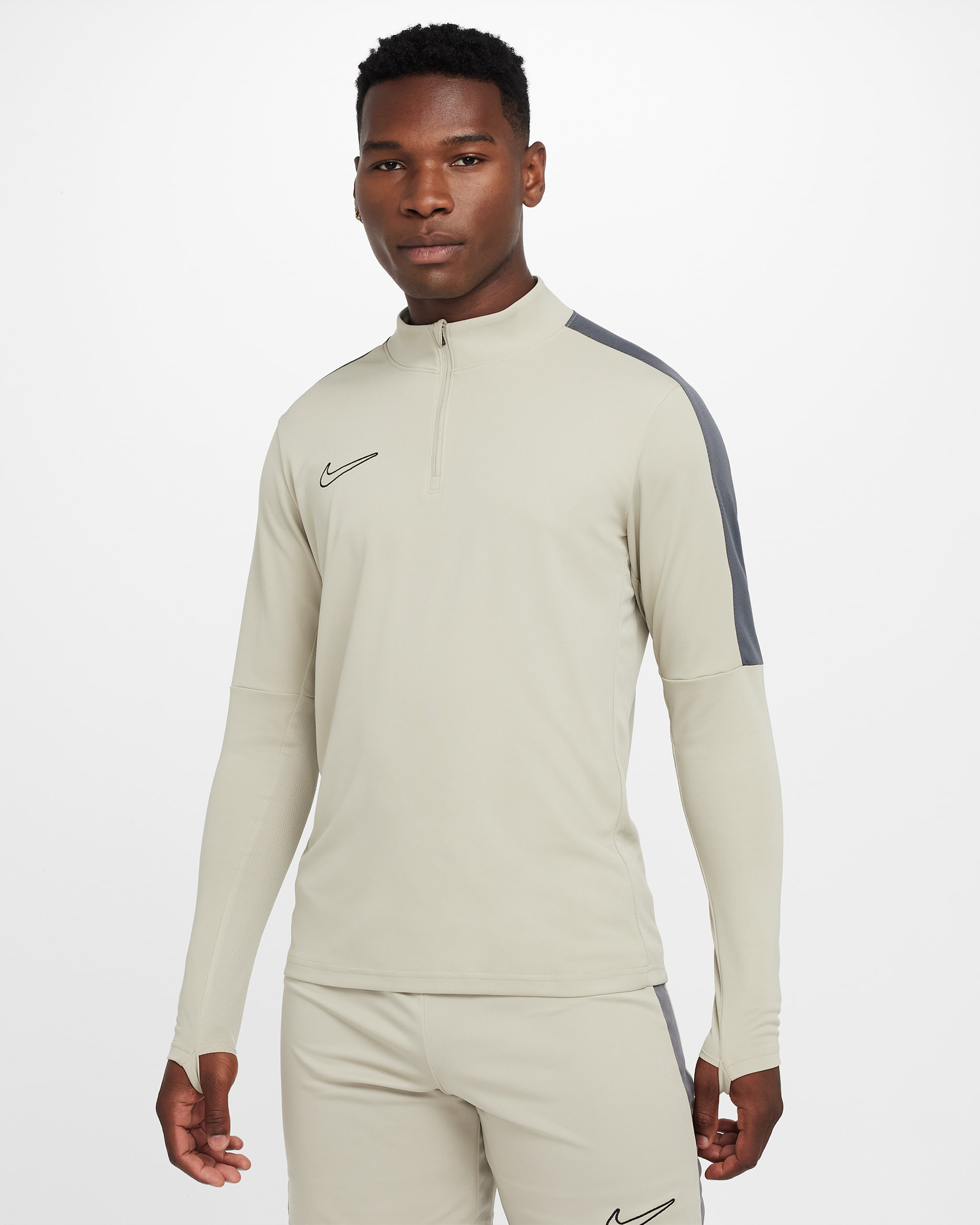 Nike Academy Men's Dri-FIT 1/2-Zip Soccer Top - Stone/Iron Grey/Black