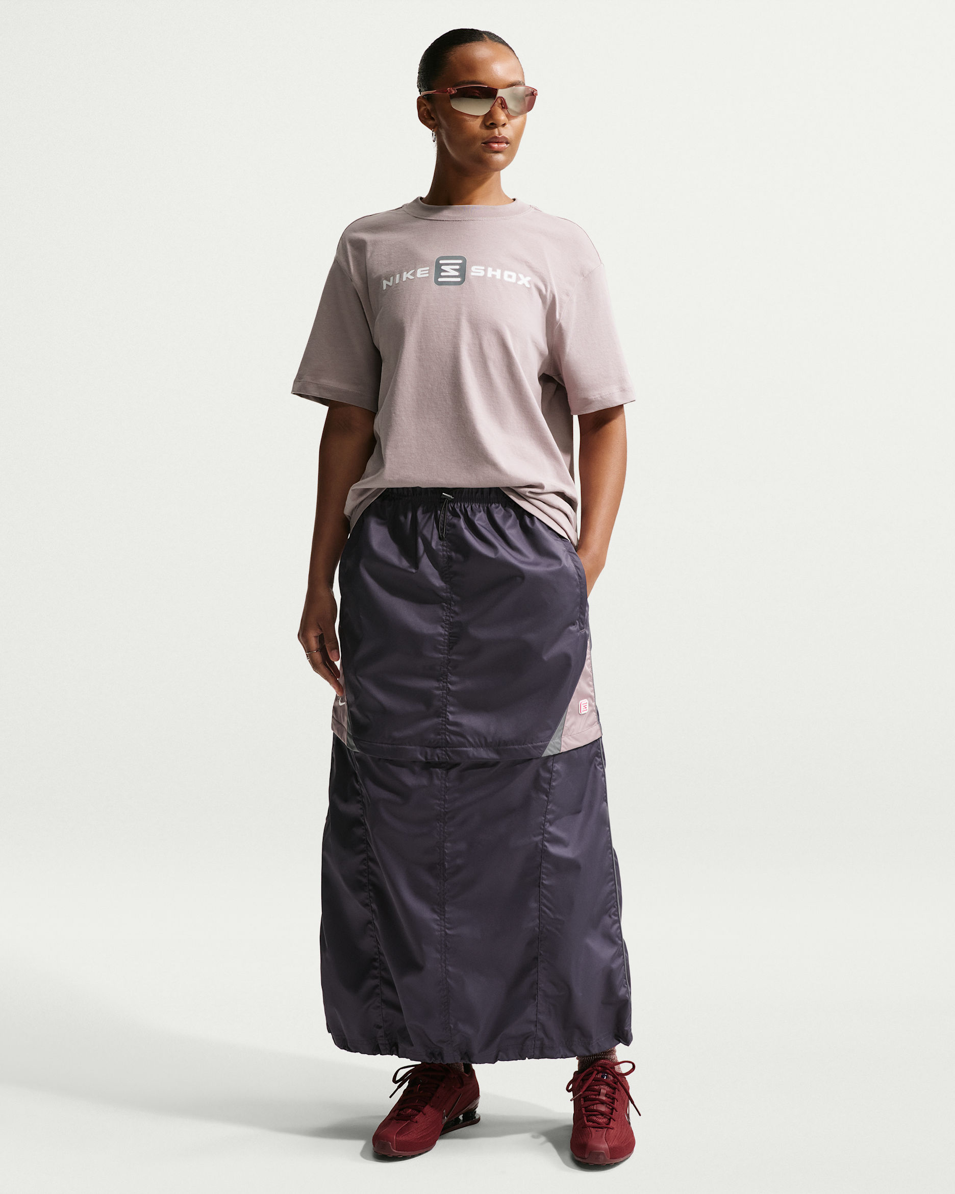 Nike Sportswear Shox afritsbare rok voor dames - Dark Raisin/Light Violet Ore/Smoke Grey