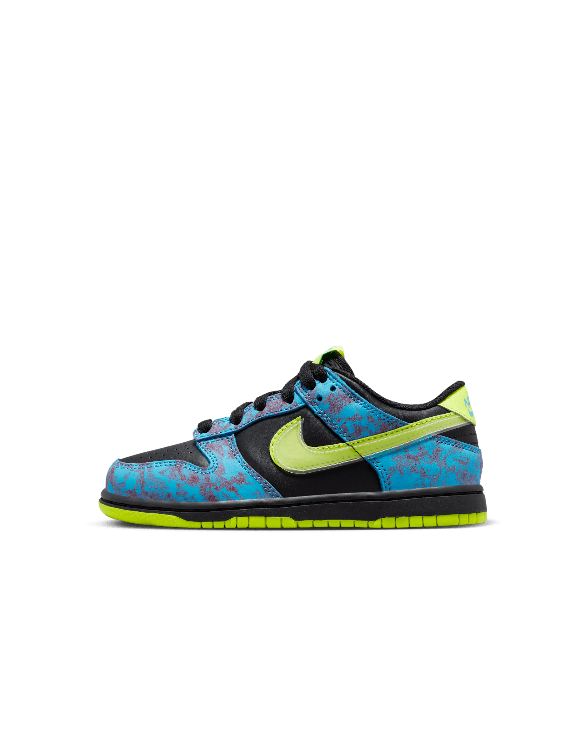 Nike Dunk Low SE Younger Kids' Shoes - Multi-Colour/Black/Baltic Blue/Volt