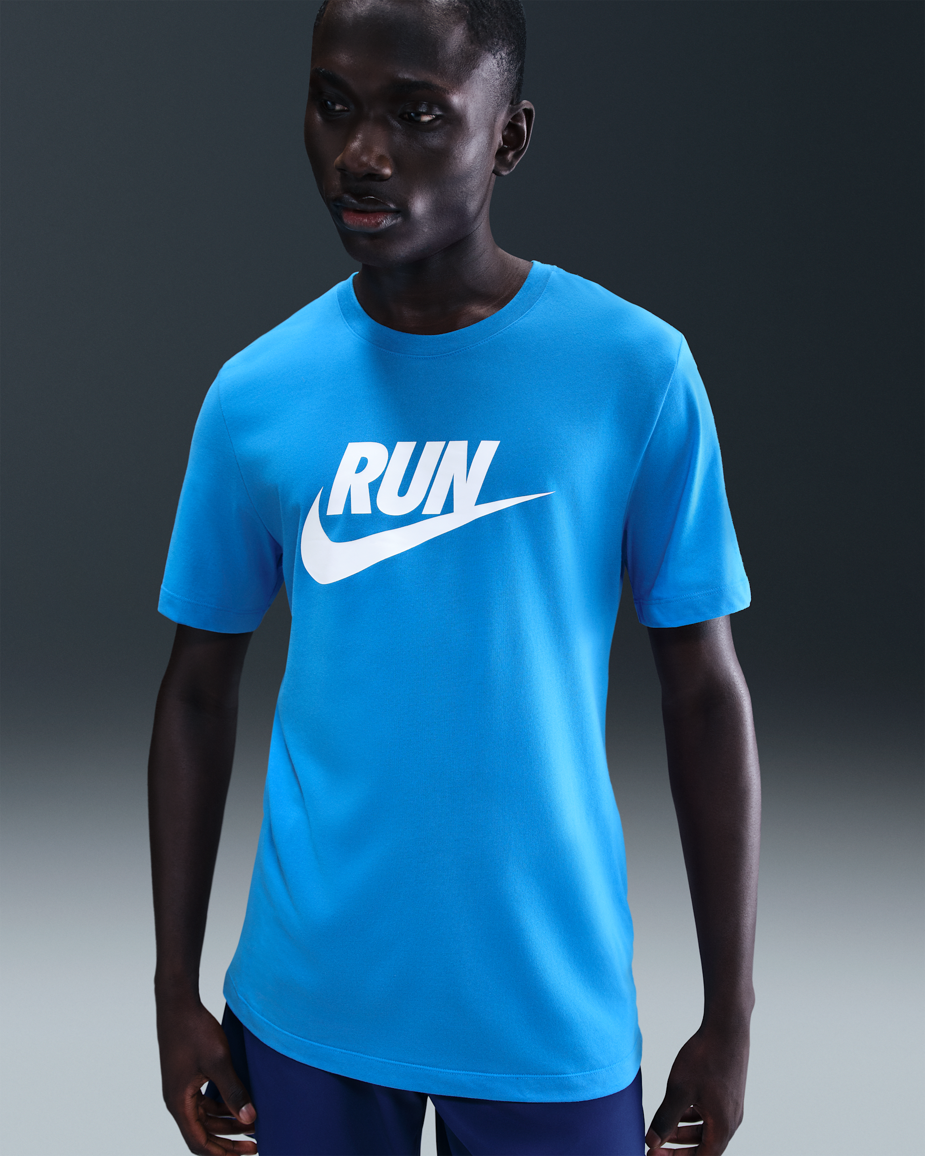 Nike Men's Dri-FIT Running T-Shirt - Blue Hero/White