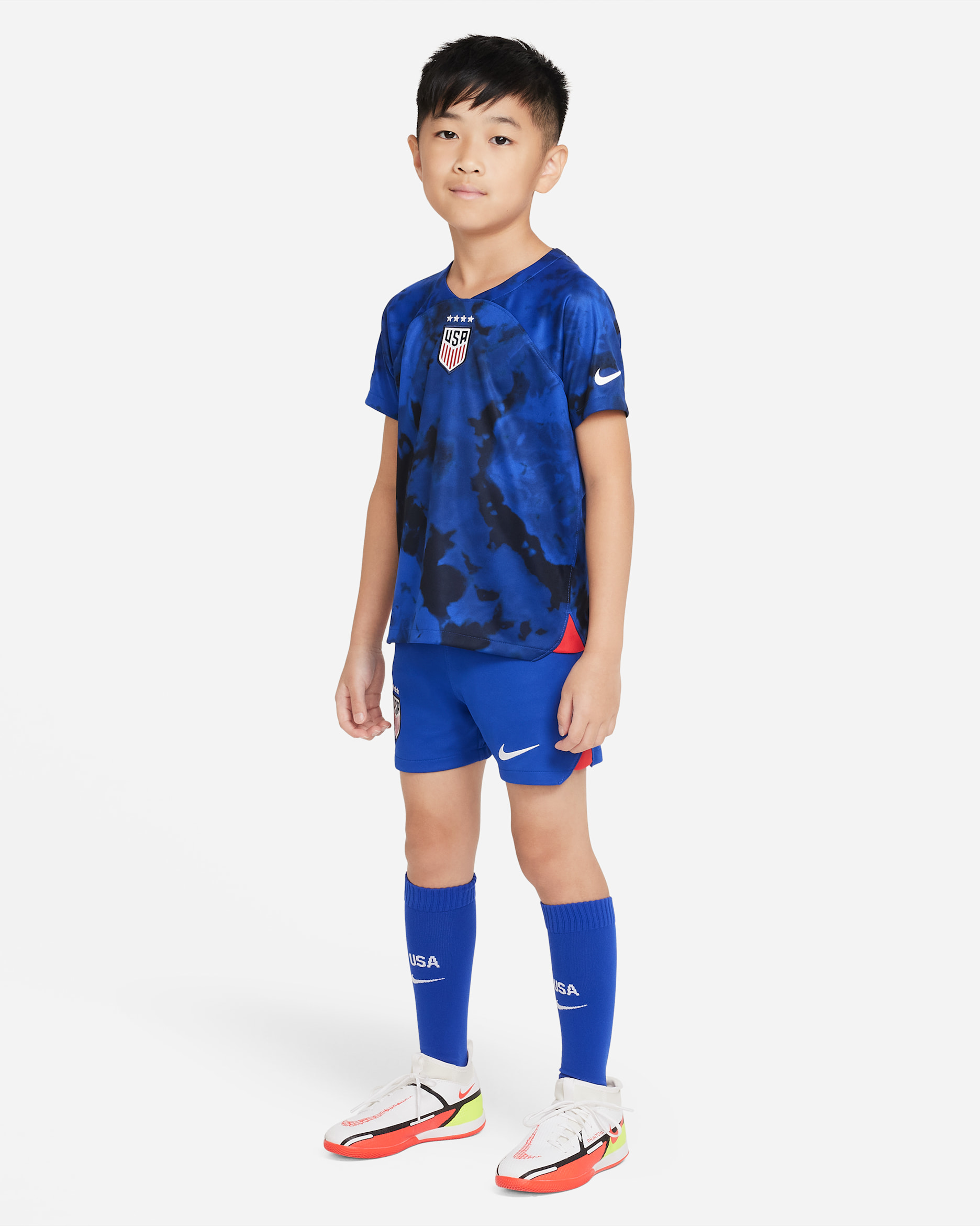 U.S. 2022/23 Away Little Kids' Nike Dri-FIT Soccer Kit - Bright Blue/Dark Obsidian/White