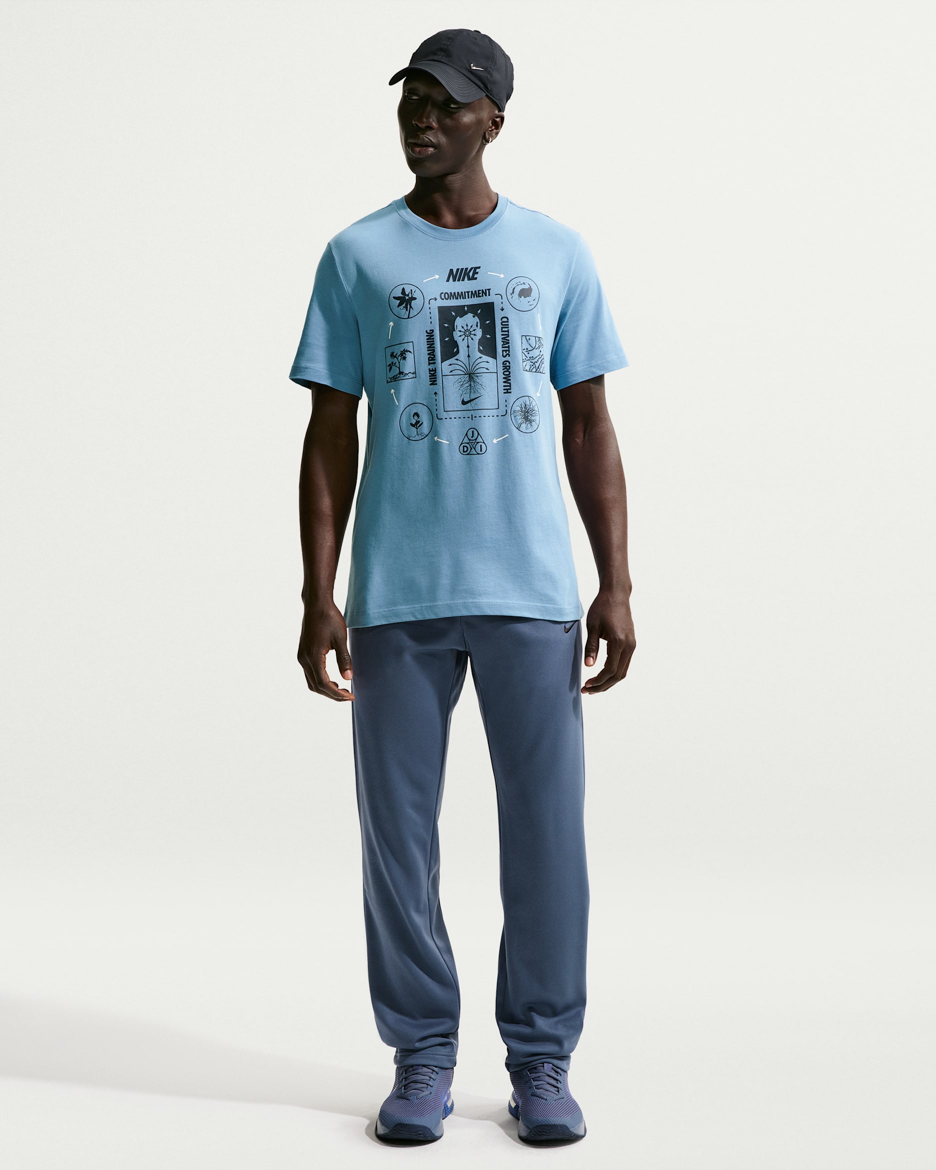 Nike Therma Therma-FIT fitnessbroek met open zoom voor heren - Diffused Blue/Diffused Blue/Zwart