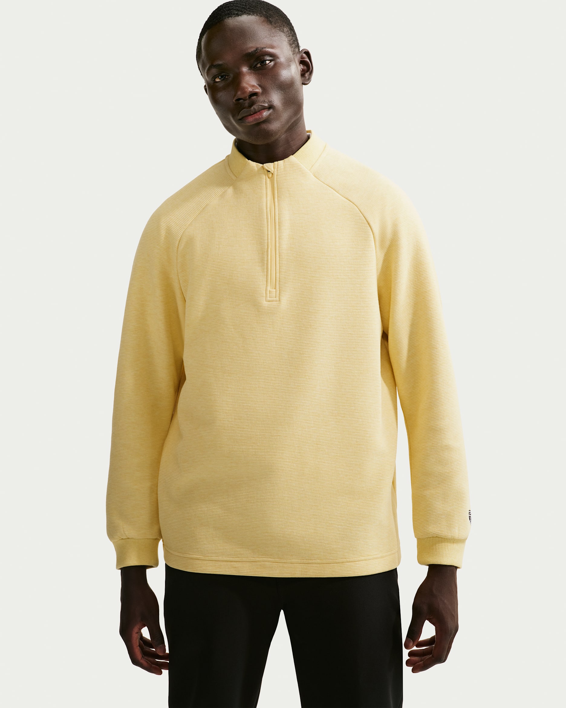 Nike Par Men's Therma-FIT 1/2-Zip Golf Top - Soft Yellow/White/Soft Yellow/Black