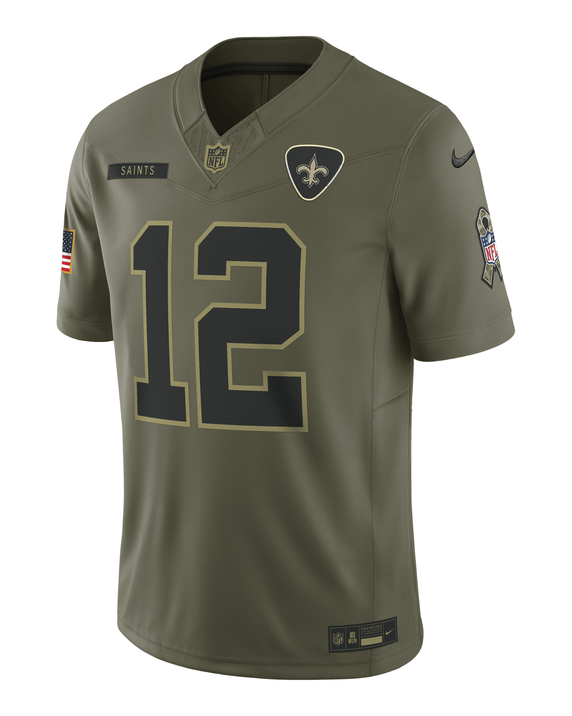 Jersey Nike Dri-FIT Limited de la NFL para hombre Chris Olave New Orleans Saints Salute to Service - Oliva