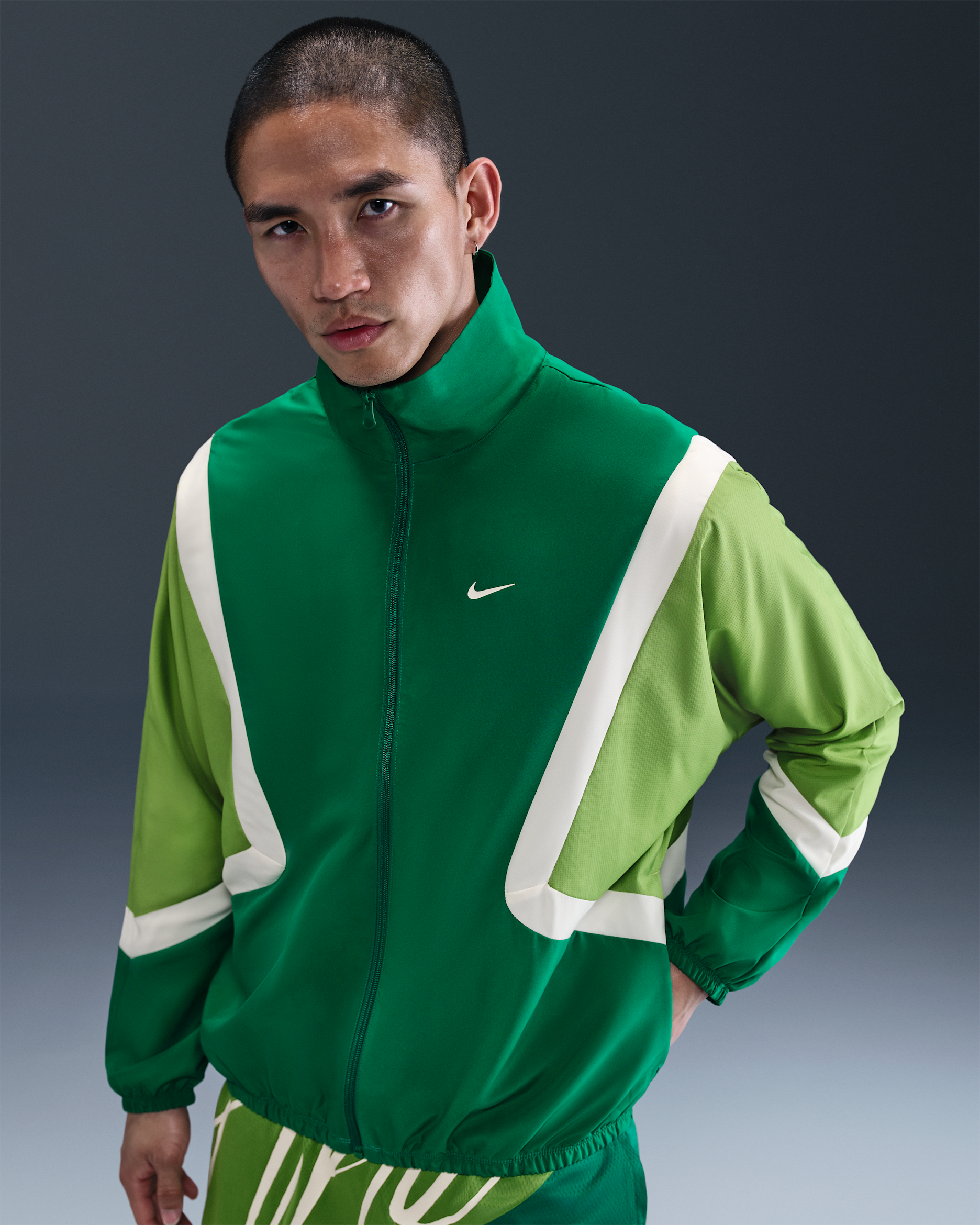 เสื้อแจ็คเก็ตบาสเก็ตบอลแบบทอผู้ชาย Nike Icon - Malachite/Chlorophyll/Pale Ivory/Pale Ivory