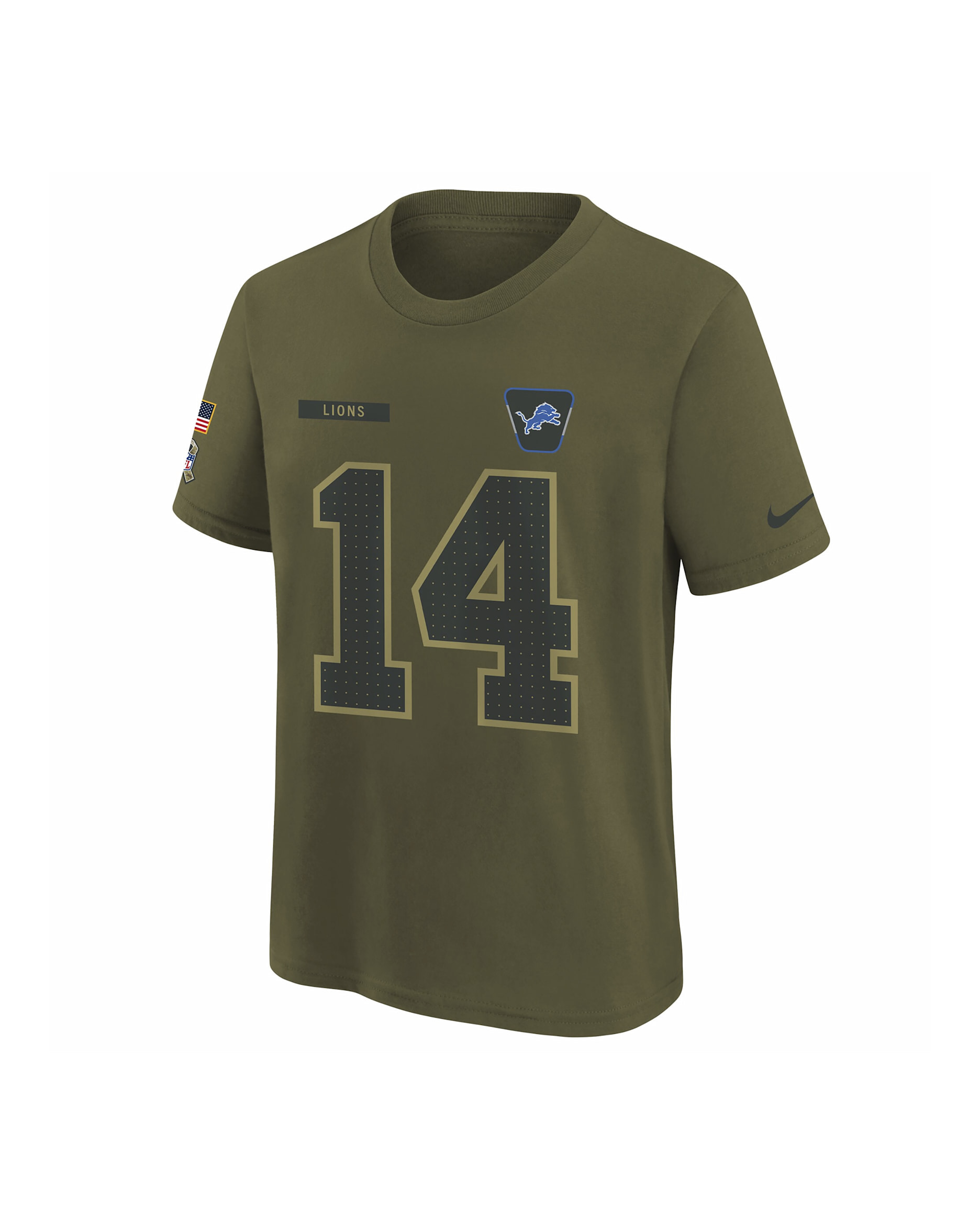 Playera Nike de la NFL para niños talla grande Amon-Ra St. Brown Detroit Lions Salute to Service - Oliva