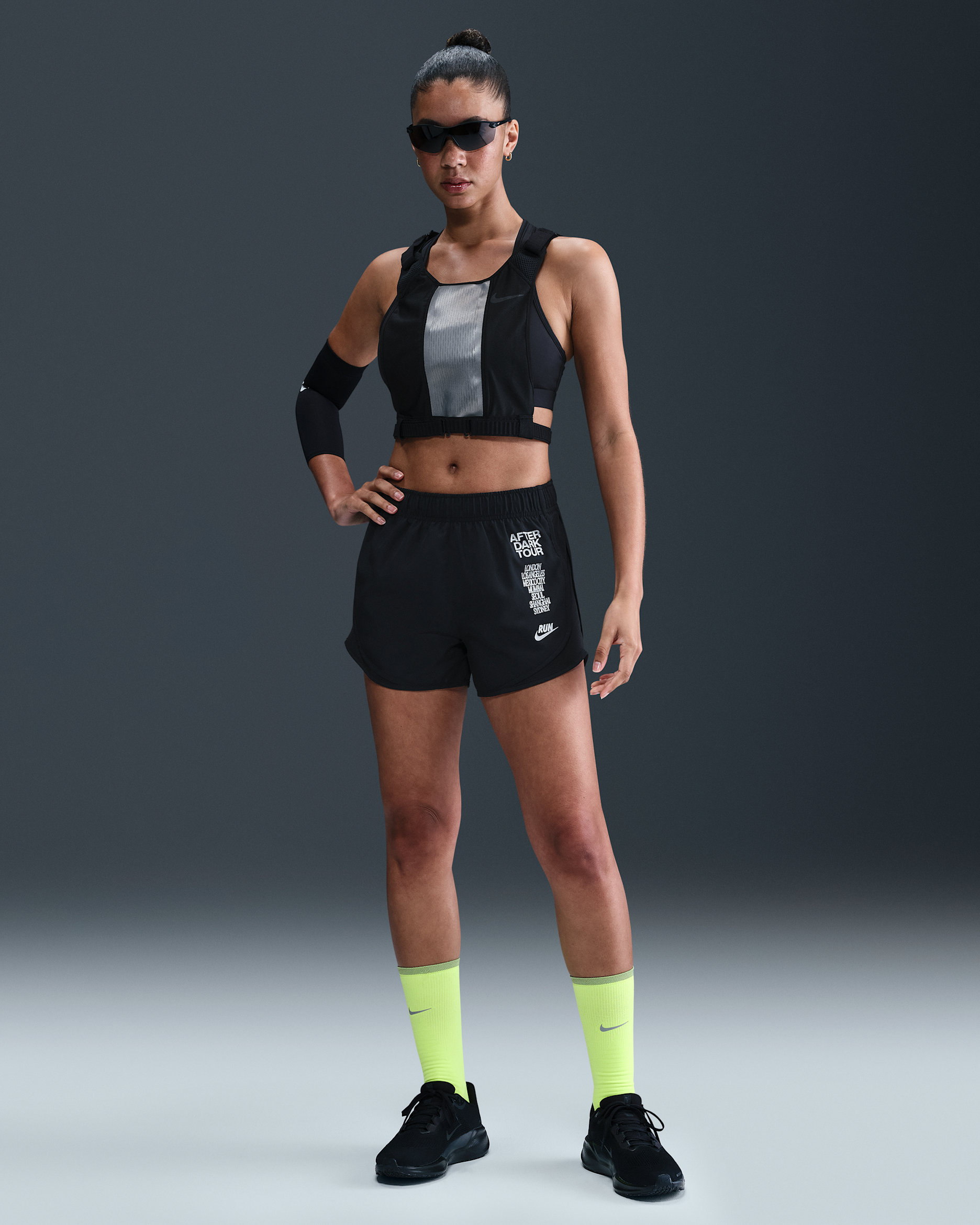 Nike Tempo Women's Dri-FIT Mid-Rise Brief-Lined Running Shorts - Black/Black