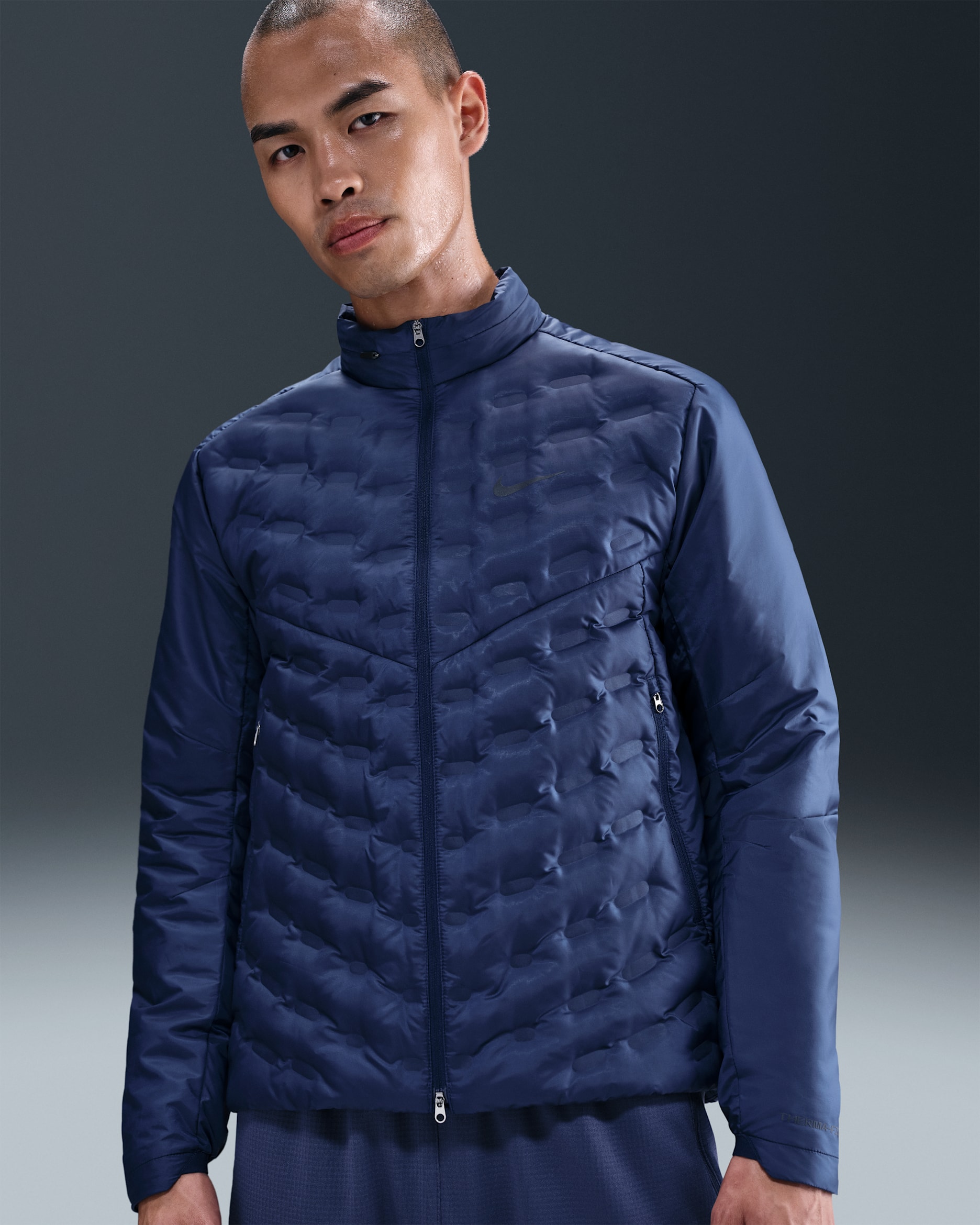 나이키 써마 핏 ADV 에어로로프트 남성 리펠 다운 러닝 재킷 - 블루 보이드