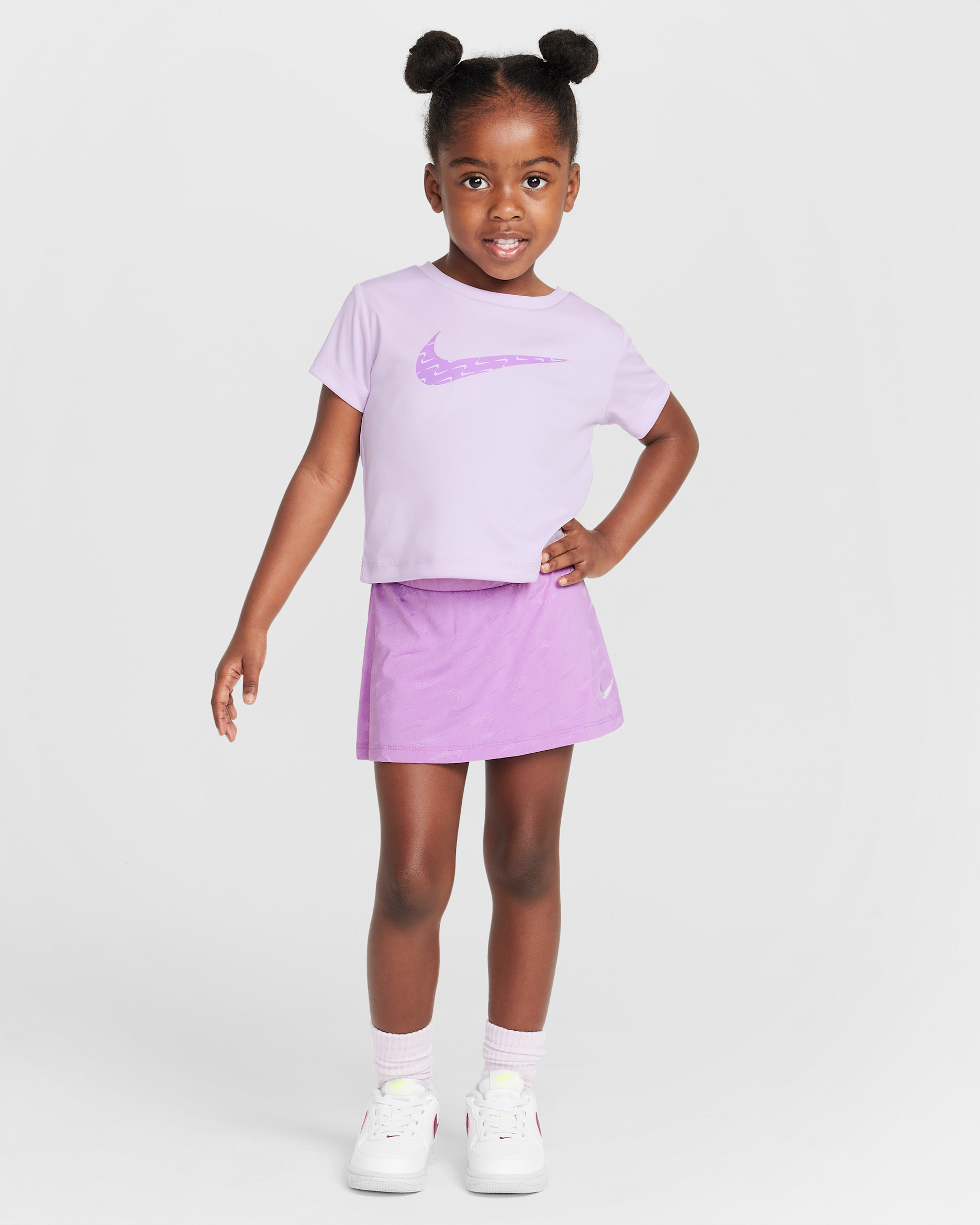 Conjunto de dos piezas de scooter de malla Swoosh Motion infantil Nike Dri-FIT - Fucsia enérgico