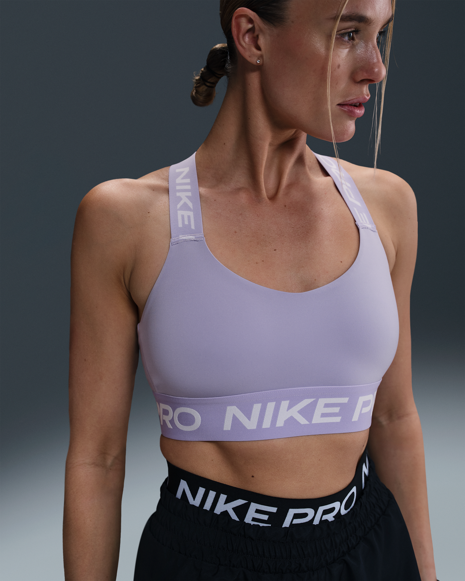 Nike Pro Women's Light-Support Non-Padded Sports Bra - Lilac Ice/White