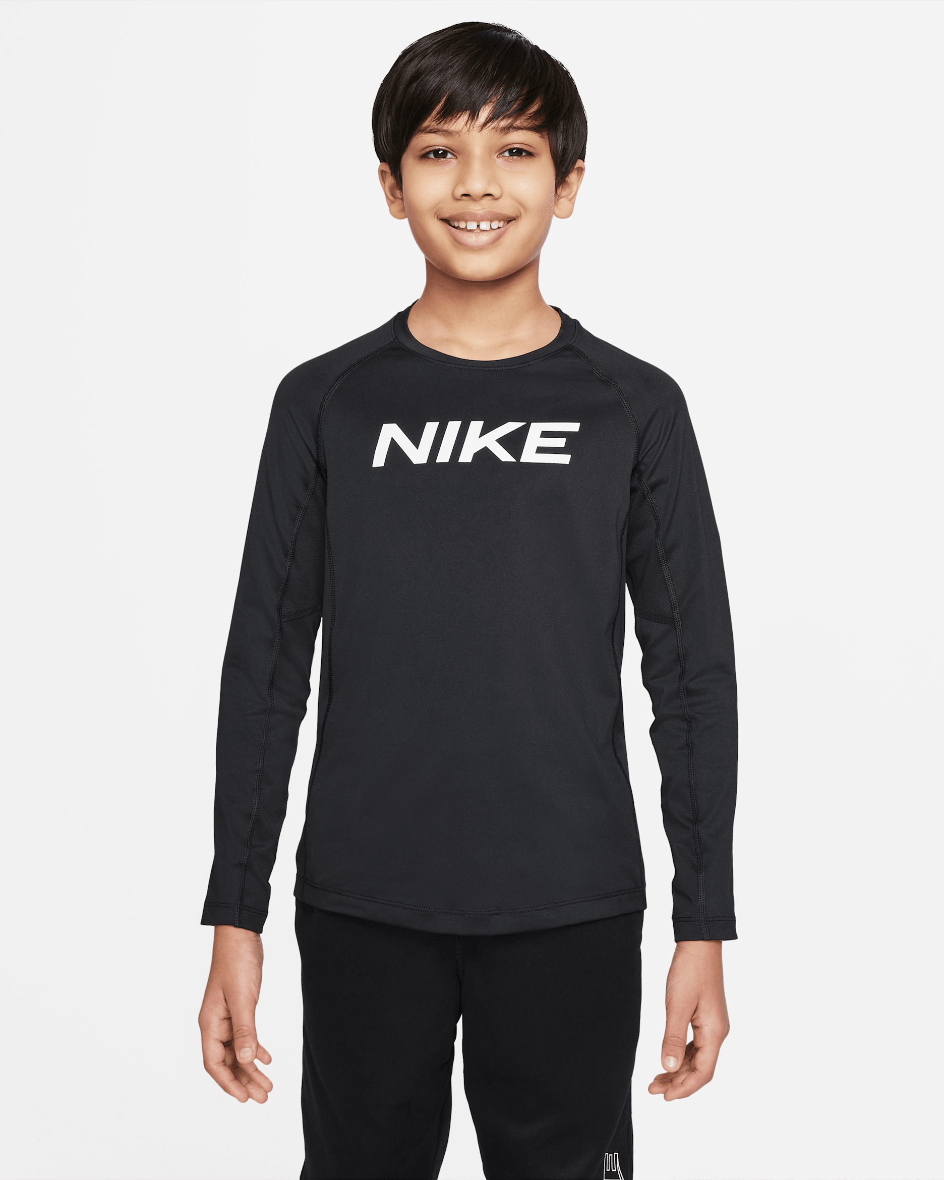 Nike Pro Dri-FIT Older Kids' (Boys') Long-Sleeve Top - Black
