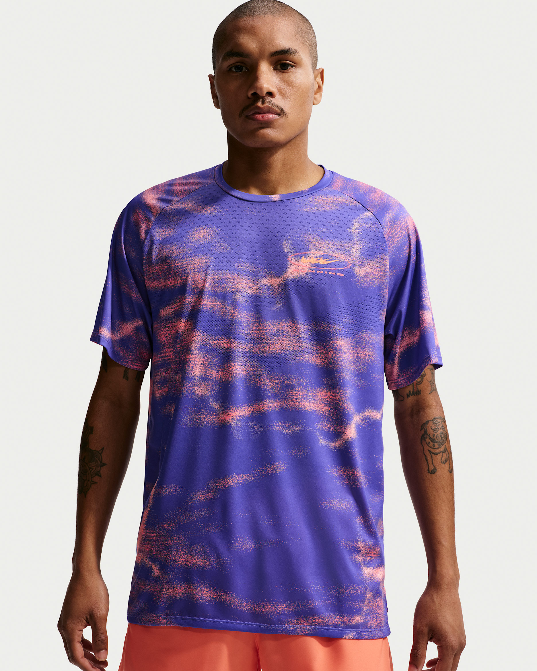 Nike Stride Men's Dri-FIT ADV Short-Sleeve Running Top - Wild Grape/Hot Lava/Orange Pulse