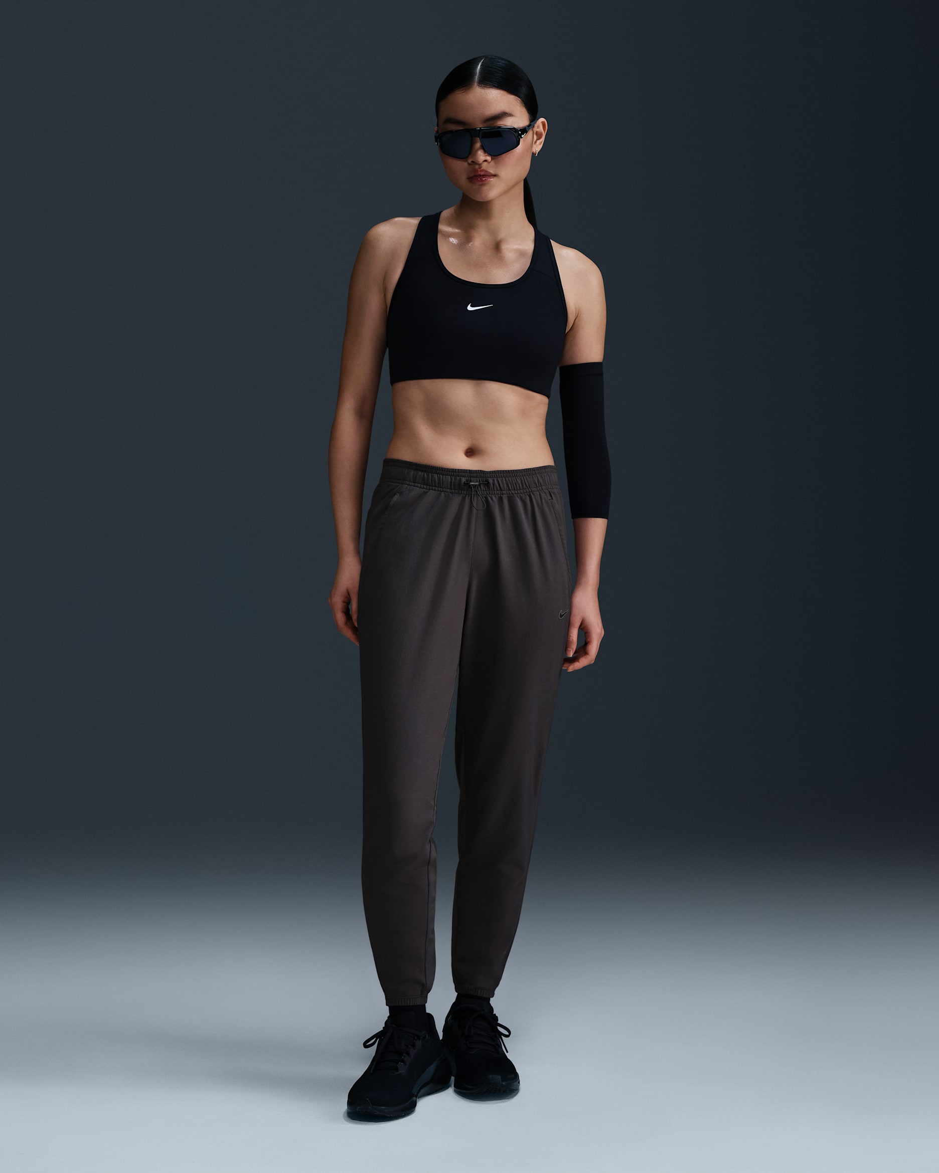 Nike 女款 Dri-FIT 跑步長褲 - Medium Ash/Off Noir/Dark Smoke Grey/Off Noir
