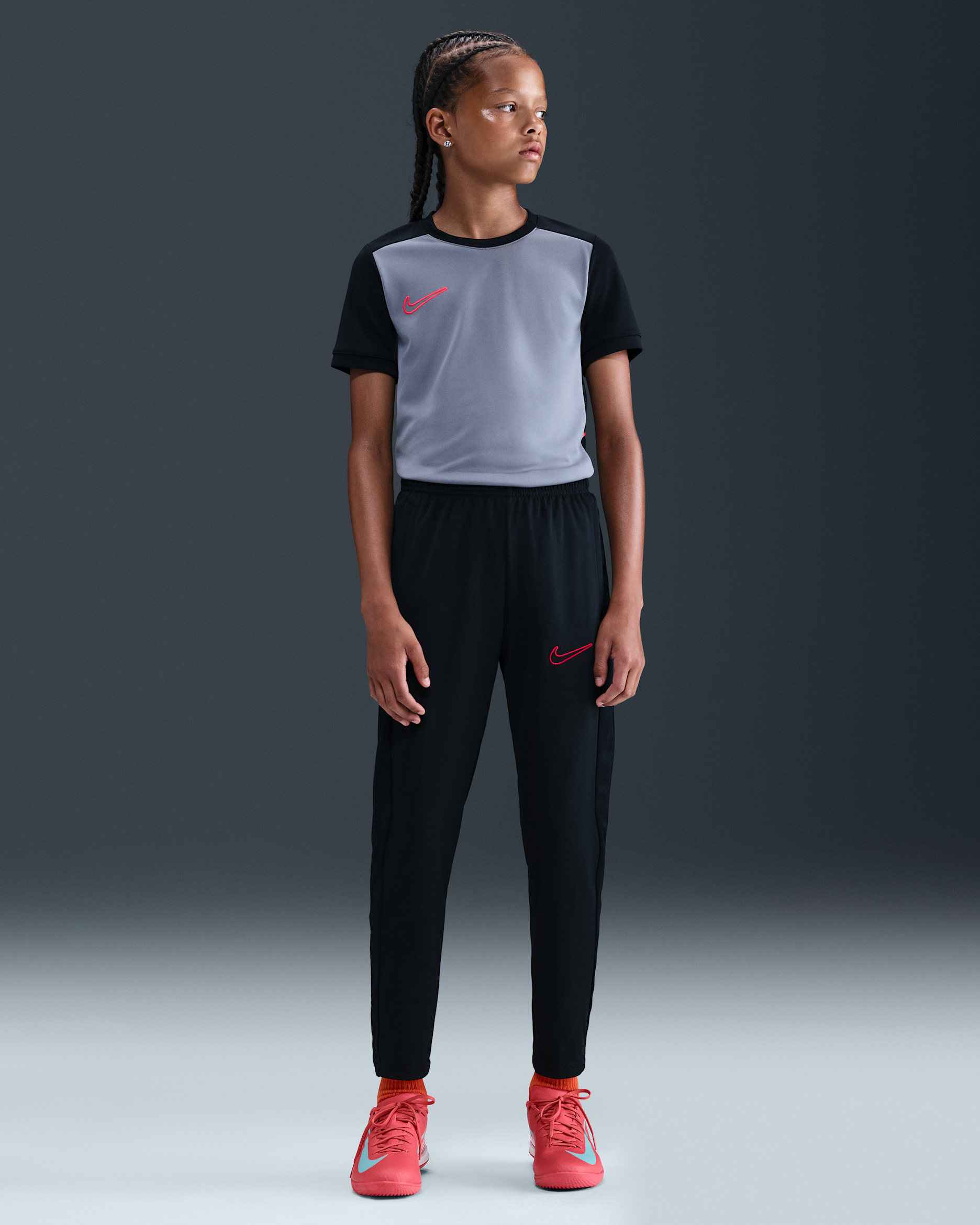 Nike Academy Older Kids' Dri-FIT Football Pants - Black/Black/University Red