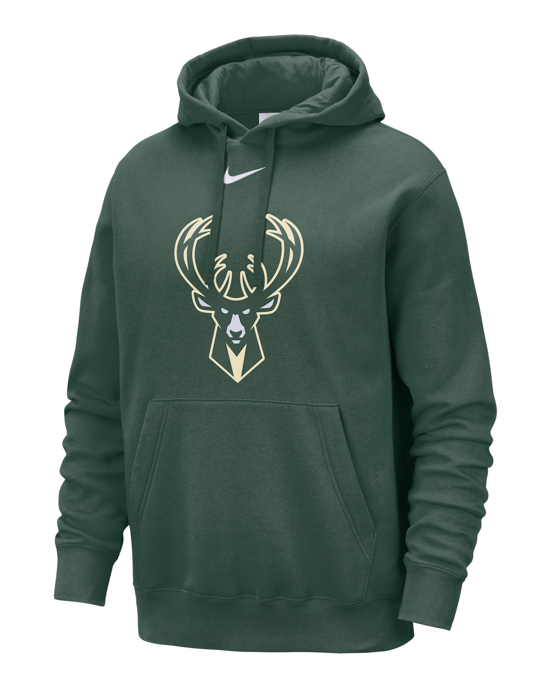 Milwaukee Bucks Club Men's Nike NBA Pullover Hoodie - Fir/White