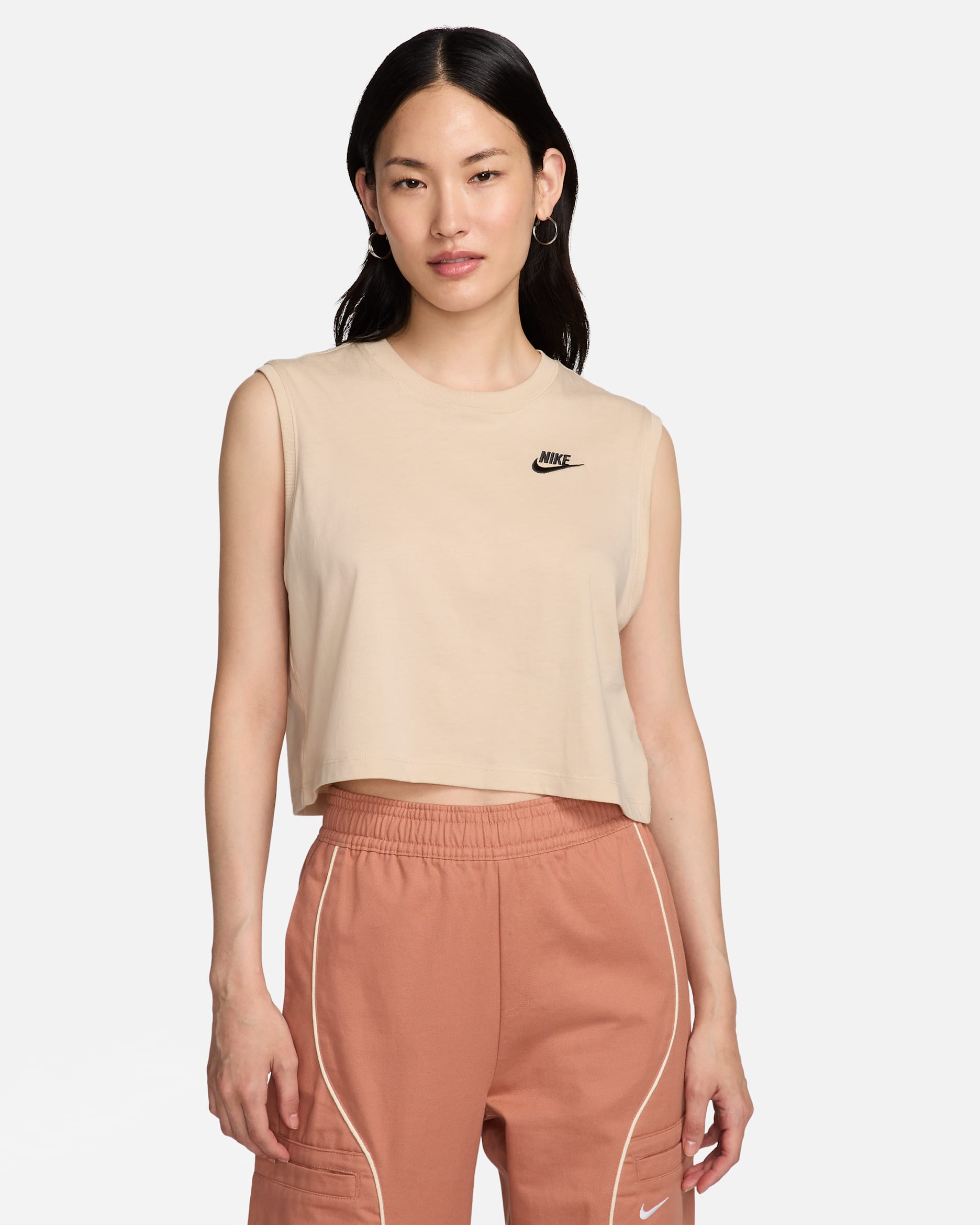 Nike Sportswear Club Women's Sleeveless Cropped Top - Sand Drift/Black